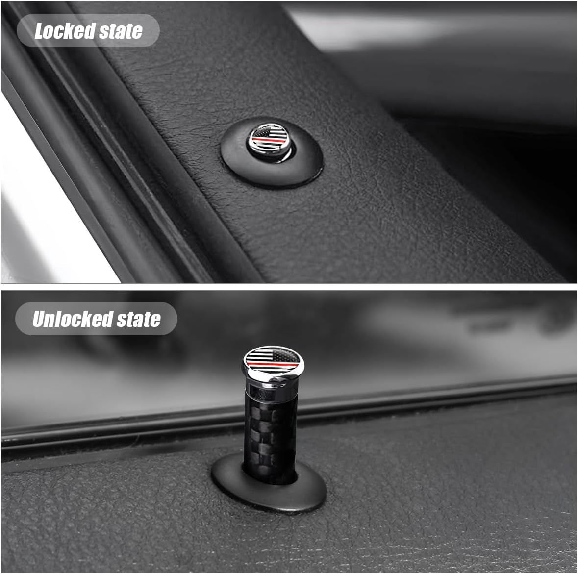 4PCS Car Door Lock Knobs, American Flag Carbon Fiber Door Lock Pin Cover, Decorative Modification Door Lock Bolt Pin Cover, Auto Accessories Universal for SUV, Truck, Van (Style B) TRUCK DRIVER