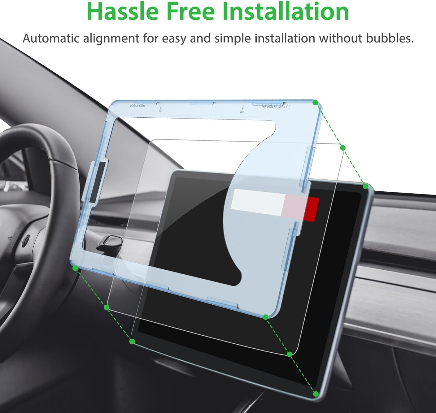 Nano-Texture Glass Screen Protector Designed for Tesla Model 3 (2023-2017) / Tesla Model Y (2024-2020) Center Control Touchscreen [Automatic Alignment] [Anti Glare] [9H Hardness]