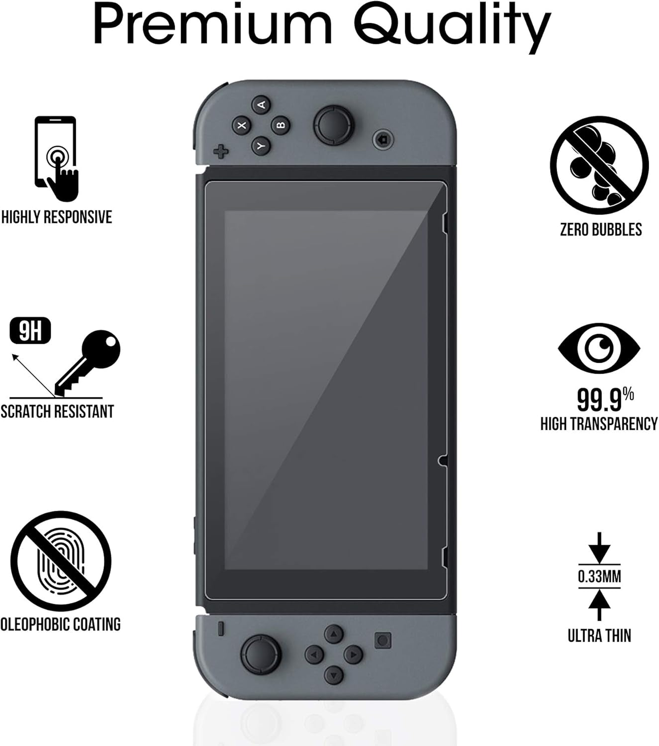 Tempered Glass Screen Protector for Nintendo Switch 6.2" 2017 (2-Pack)