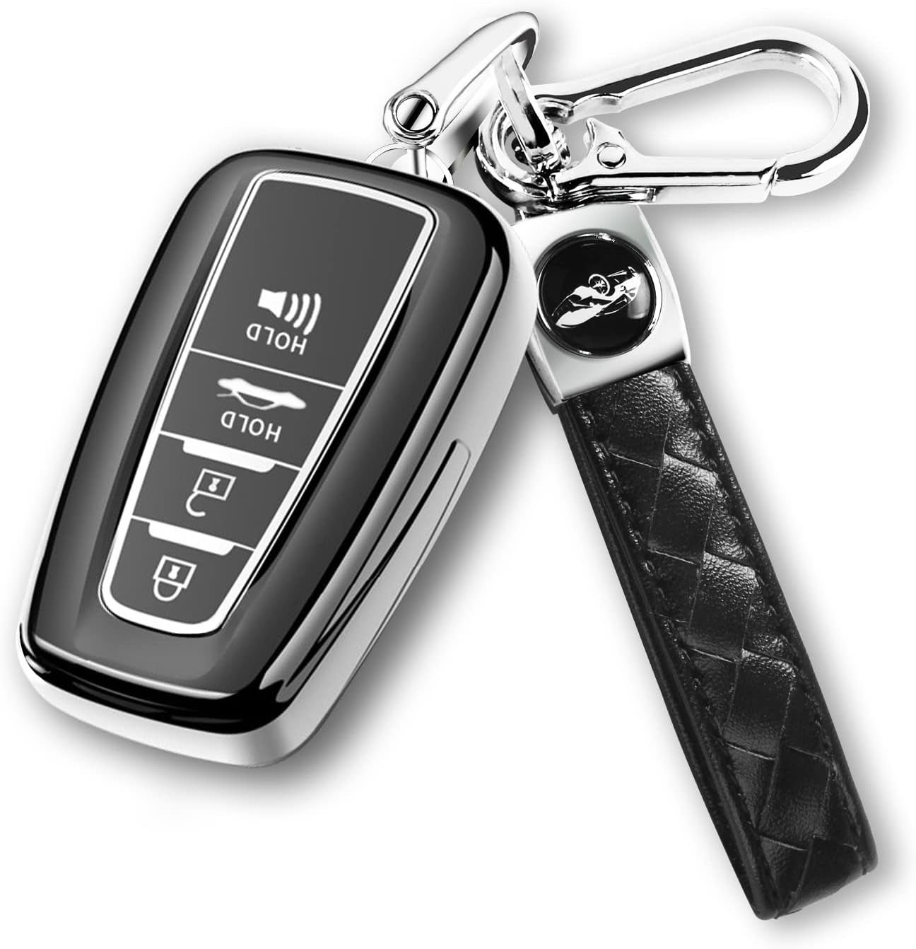 for Toyota Key Fob Cover with Keychain Suitable for Highlander RAV4 Camry Avalon C-HR Corolla GT86 Premium TPU Key Fob Case (Style 2-Blue)