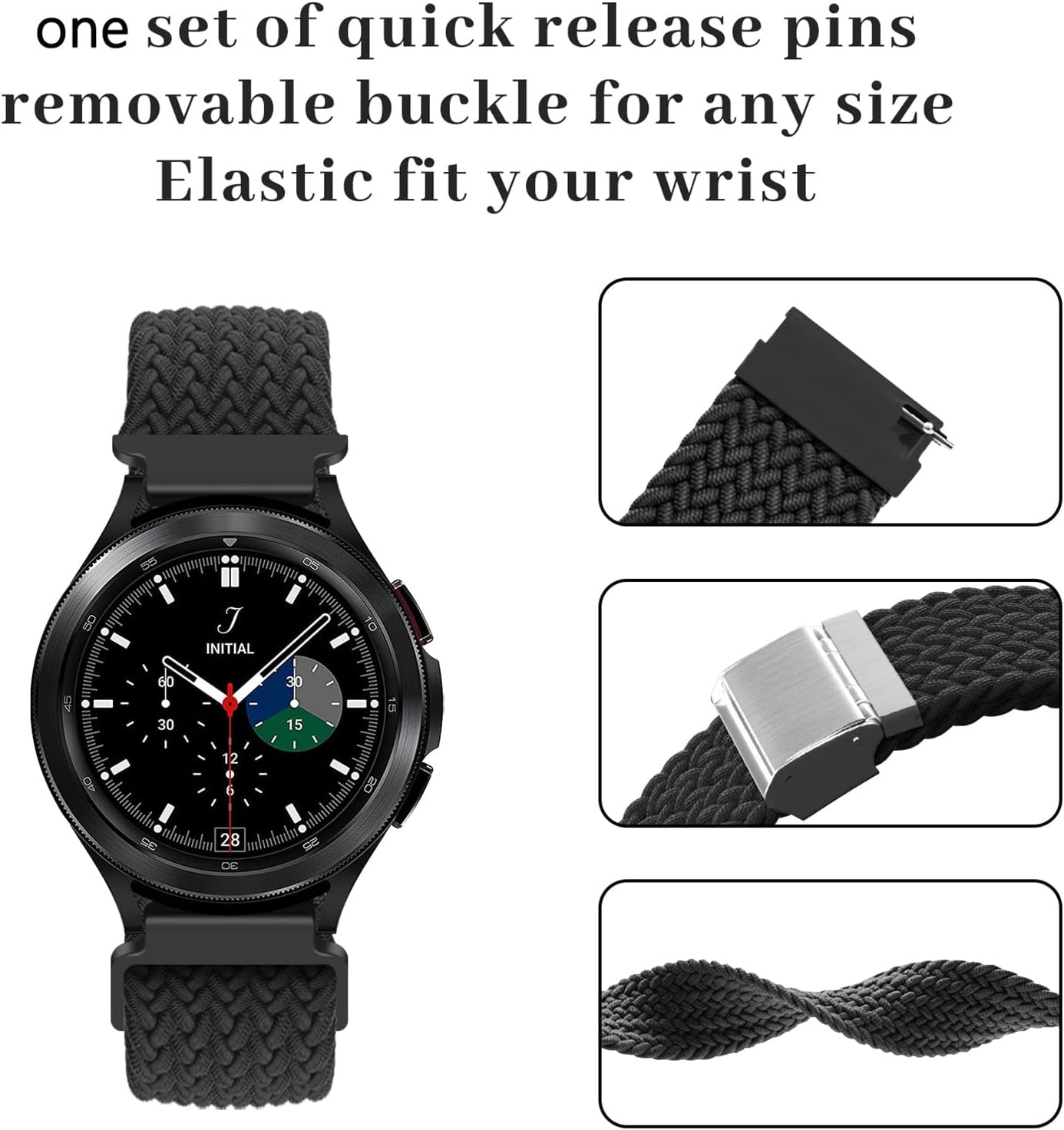 22Mm/20Mm Braided Band for Samsung Galaxy Watch 6/5/4 40Mm 44Mm/Galaxy Watch 6/4 Classic 47Mm 43Mm 46Mm 42Mm,Stretchy Nylon Loop Band for Samsung Galaxy Watch 5 Pro 45Mm/3 41Mm 45Mm/Active 2/Gear S3 Classic Frontier