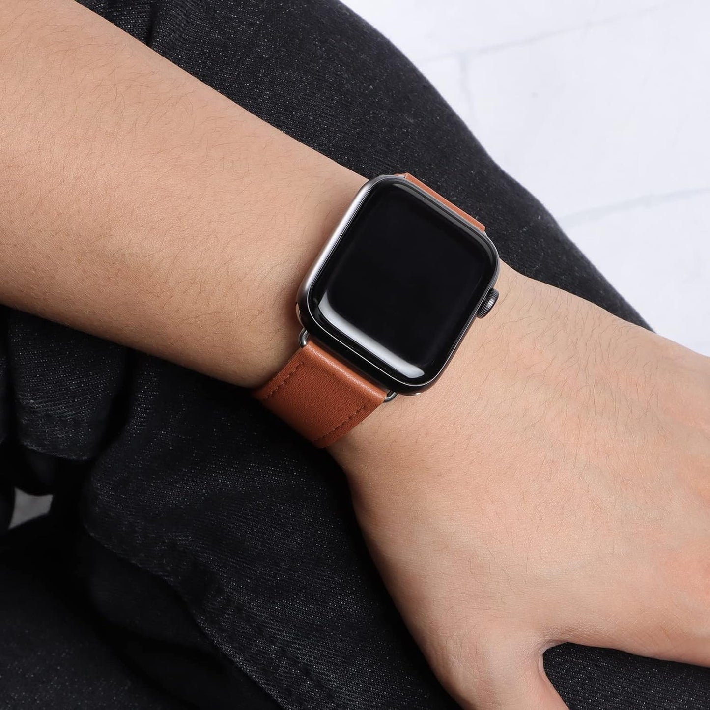 Band Compatible with Apple Watch Band 42Mm 44Mm 45Mm 49Mm 38Mm 40Mm 41Mm, Leather Waterproof Strap Formal Band Compatible with Iwatch Apple Watch Series Ultra 8 7 6 5 4 3 2 1 SE Band Women Men