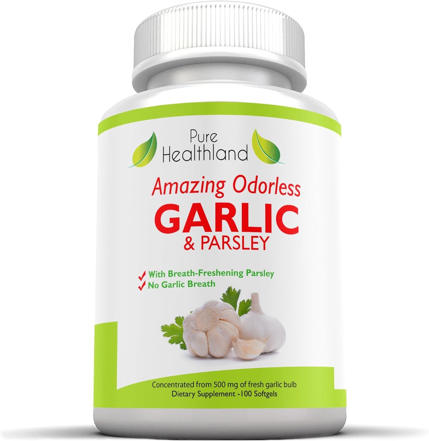 Odorless Garlic & Parsley Supplement Softgels – Concentrated from Fresh Garlic Bulbs – Allium Sativum for Men & Women TLBH