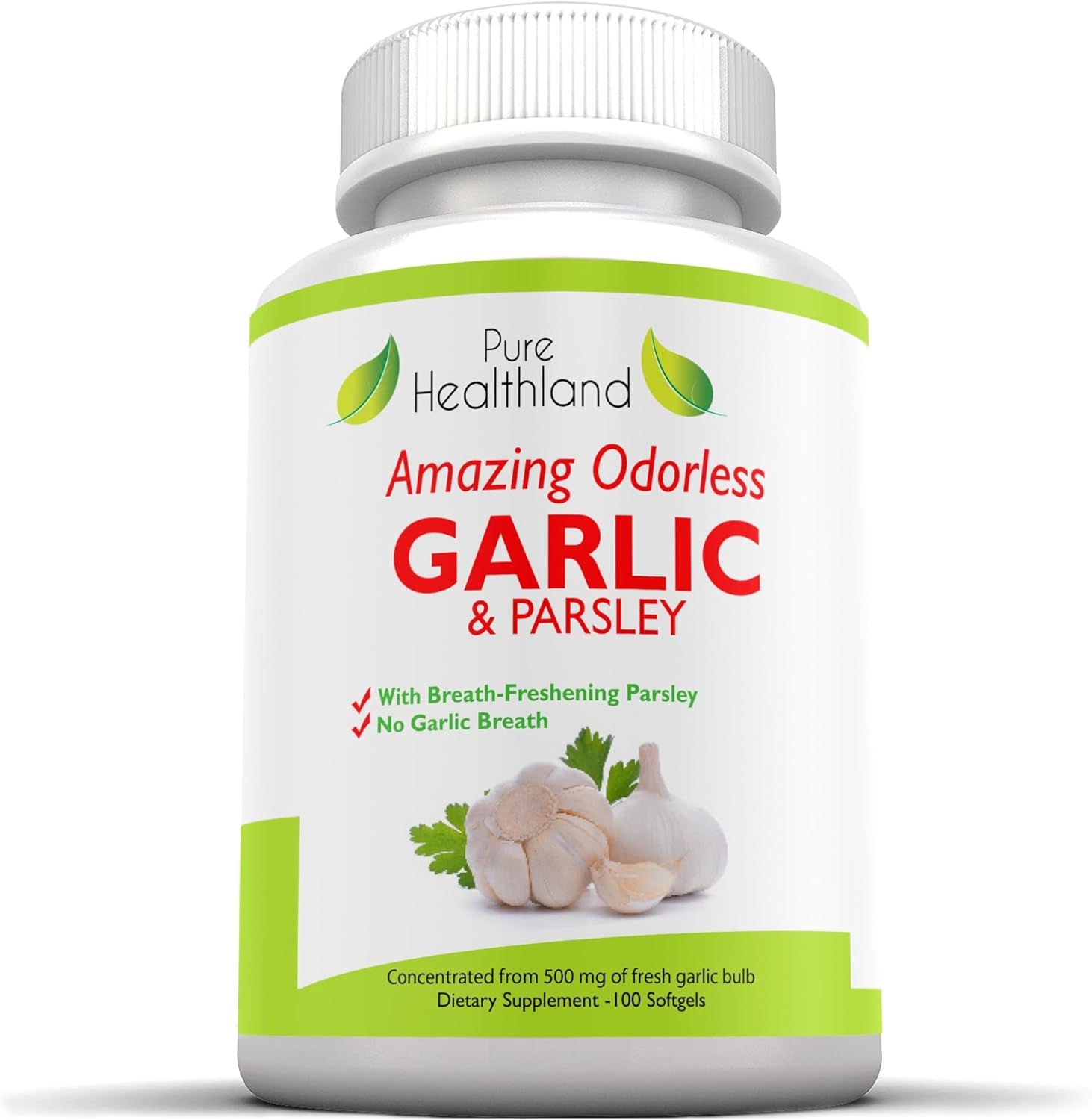 Odorless Garlic & Parsley Supplement Softgels – Concentrated from Fresh Garlic Bulbs – Allium Sativum for Men & Women TLBH