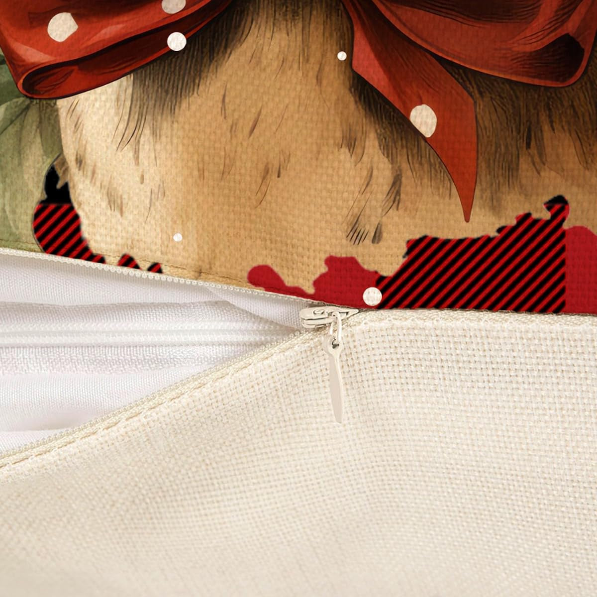 Buffalo Check Christmas Pillow Covers 18X18 Set of 4 Red Black Farmhouse Xmas Decorations Snowman Deer Joy Winter Holiday Decor Throw Cushion Case for Home Couch S24C03