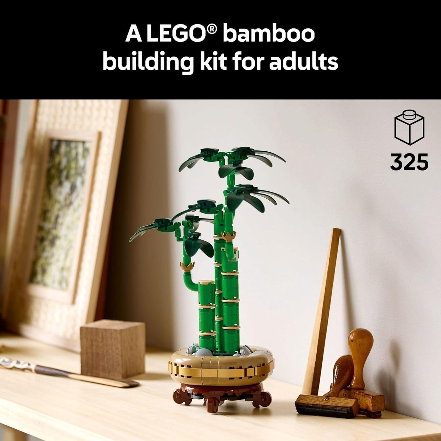 Botanicals Lucky Bamboo Building Set - Artificial Plant for Indoor Home Décor, Adults Ages 18+ - Fake Plant Decoration for Table, Desk, Office - Gift for Valentines Day - 10344