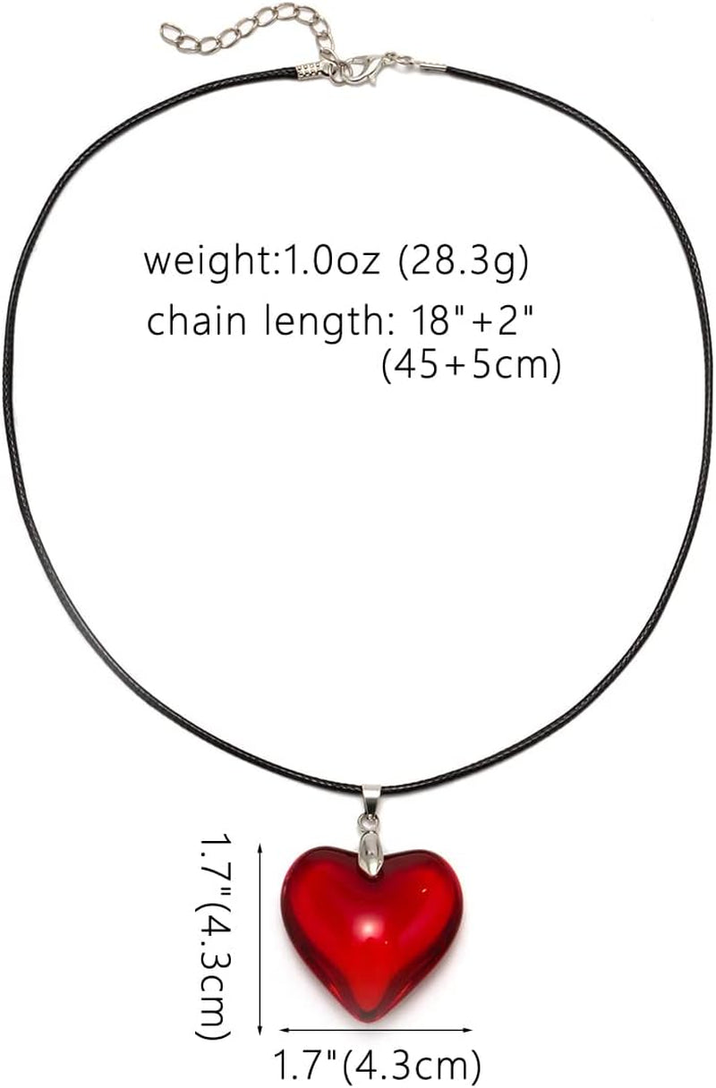 Chunky Puffy Heart Choker Necklace - Big Heart Pendant Adjustable Velvet Chain Heart Necklaces for Women Y2K Trendy Jewelry Accessories