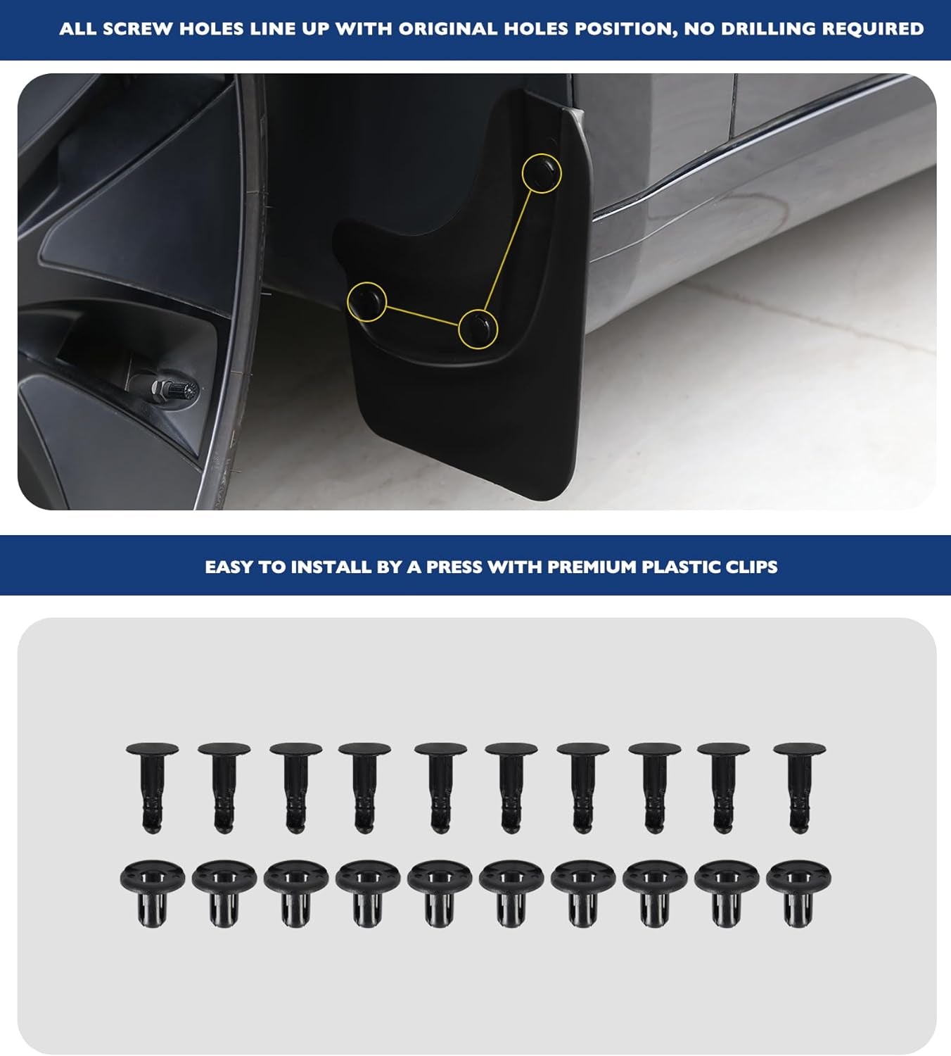 Mud Flaps for Tesla 2024 Model 3 Highland, Flexible Mud Guards No Drilling/Tape Splash Guards Fenders for Tesla Model 3 Accessories 2024 Highland, Set of 4 Mudguards Mudflaps for Tesla