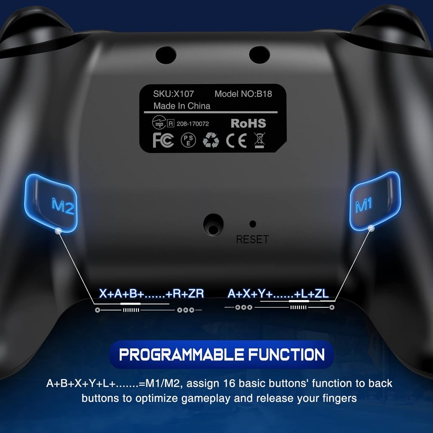 Wireless Switch Controller for Nintendo Switch/Lite/Oled Controller, Switch Controller with a Mouse Touch Feeling on Back Buttons, Extra Switch Pro Controller with Wake-Up,Programmable, Turbo -Black