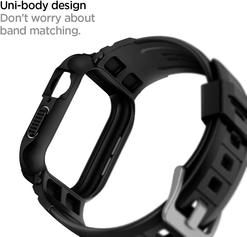 Rugged Armor Pro Designed for Apple Watch Case with Band Series 9/8/SE2/7/6/SE/5/4 45Mm/44Mm - Black