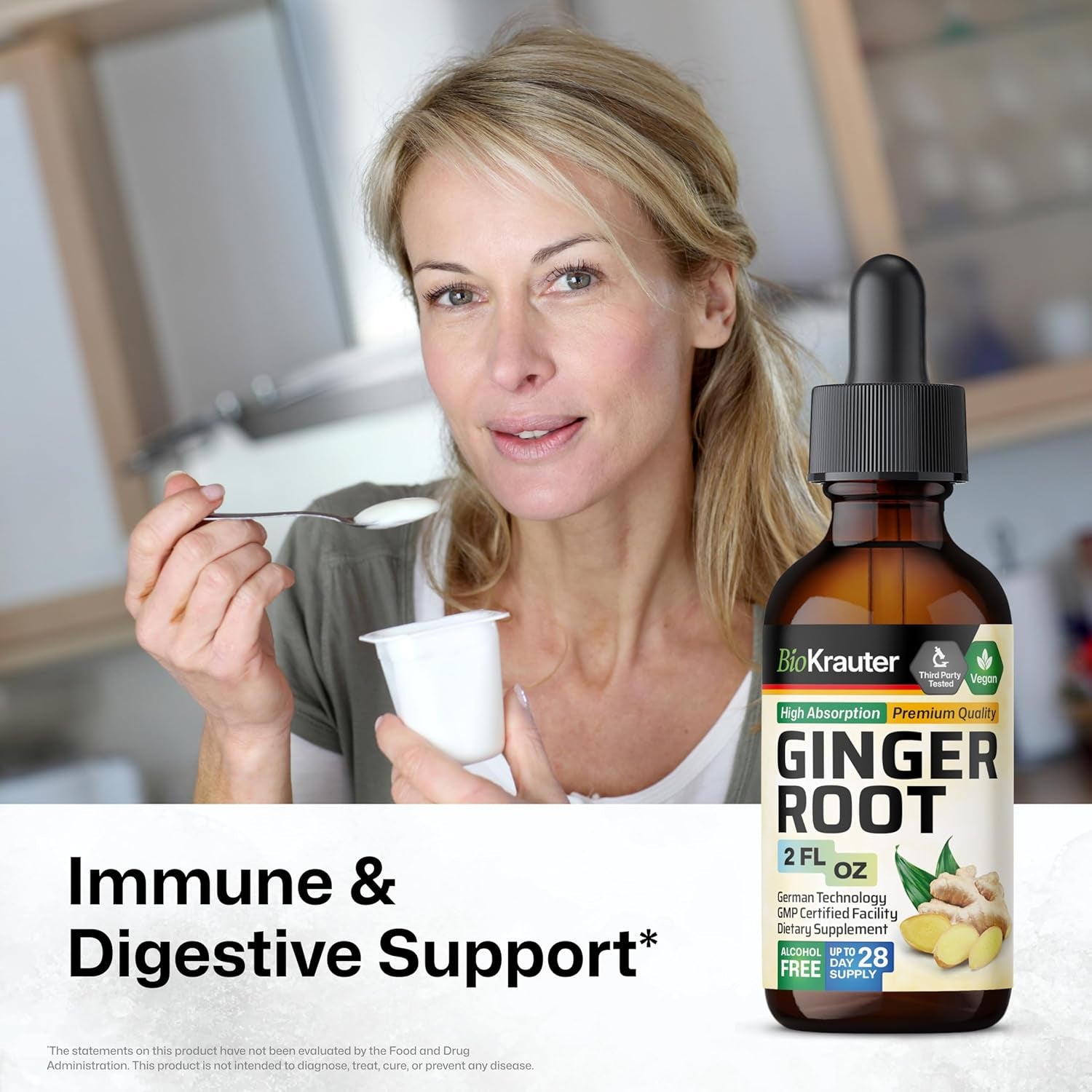 Ginger Root Extract - Natural Ginger Supplements for Overall Wellness - Alcohol and Sugar Free - Vegan Drops 2 Fl.Oz. TLBH