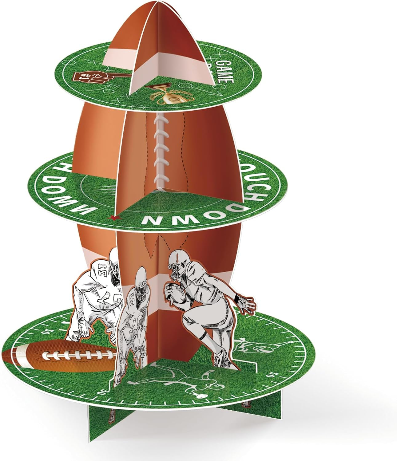 Football Cupcake Stand 3 Tier Dessert Tower Super Football Bowl Party Decoration Football Theme Party Cupcake Stand Party Cupcake Concession Stand Tower for Kids Football Sports Party Supplies Decor