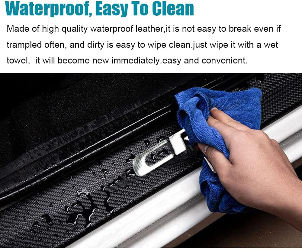 for 2006-2023 2024 2025 CRV CR-V Carbon Fiber Style Leather Door Sill Protector Anti-Dirty Scuff Plate Cover Guard Sills Protector Trim,Welcome Pedal Protect 4PCS -SLIVER