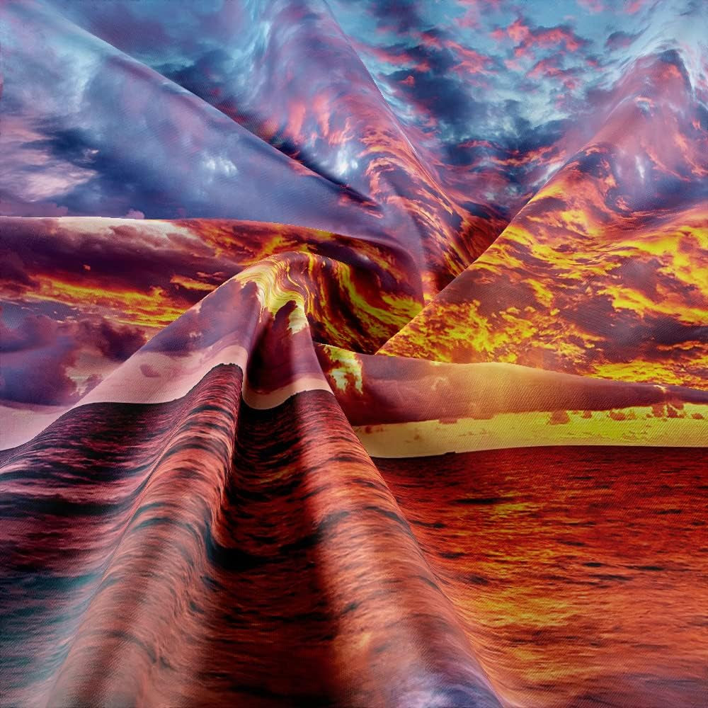 Tropical Ocean Sunset Sea Landscape Tapestry Wall Hanging Decoration, Purple Clouds and Gloden Sunshine, Wall Tapestry for Dorm Living Room Bedroom, Wall Blanket Wall Decor Wall Art Home Decor 71X60