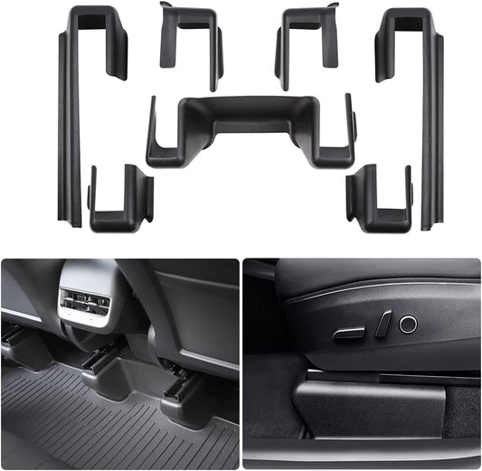 for Tesla Model Y Underseat Protector ABS 2Nd Row Kick Cover under Seat Slide Fleece Protector Accessories - Pack of 7