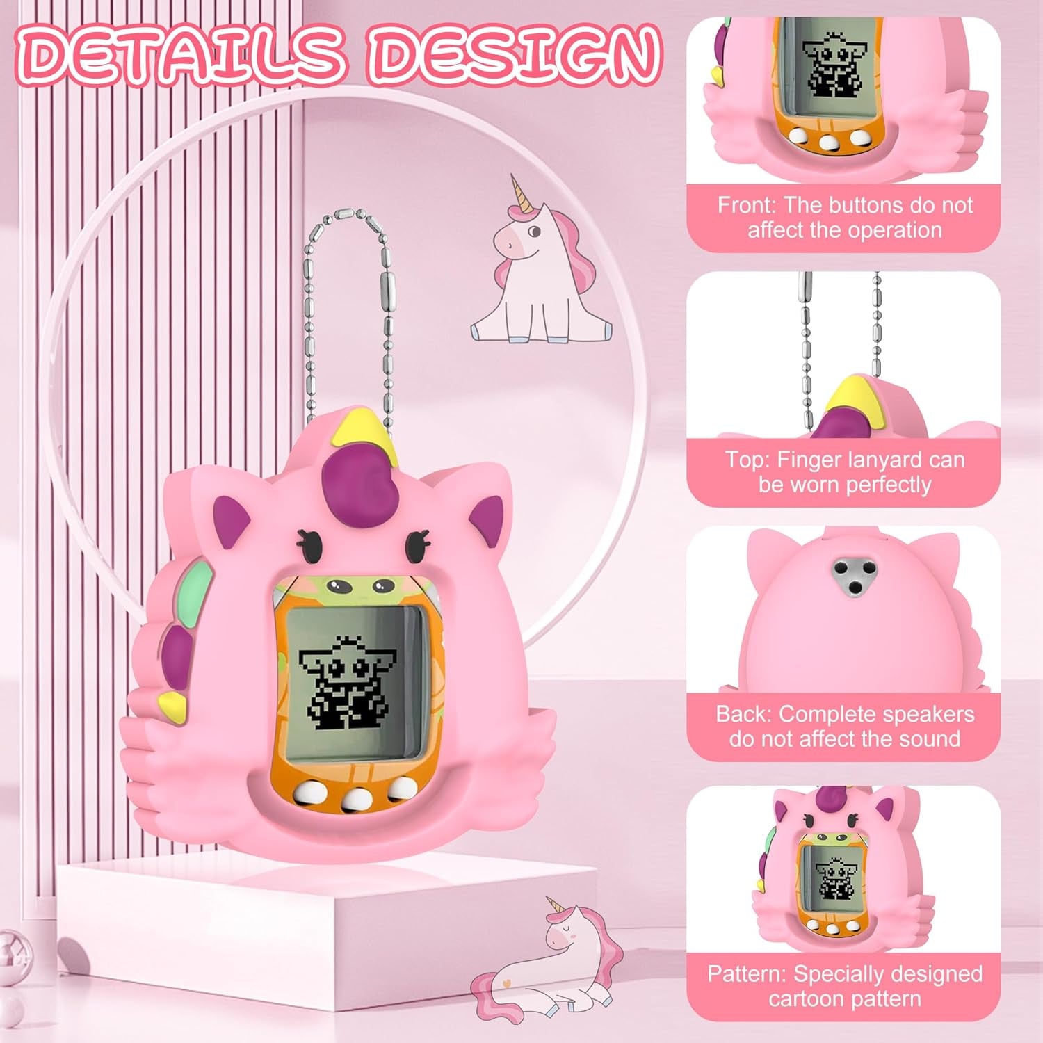 Compatible with Tamagotchi Nano Silicone Case, Cute Unicorn Pattern Protective Cover Case Suitable for Tamagotchi Nano Accessories for Kids ZOUSA