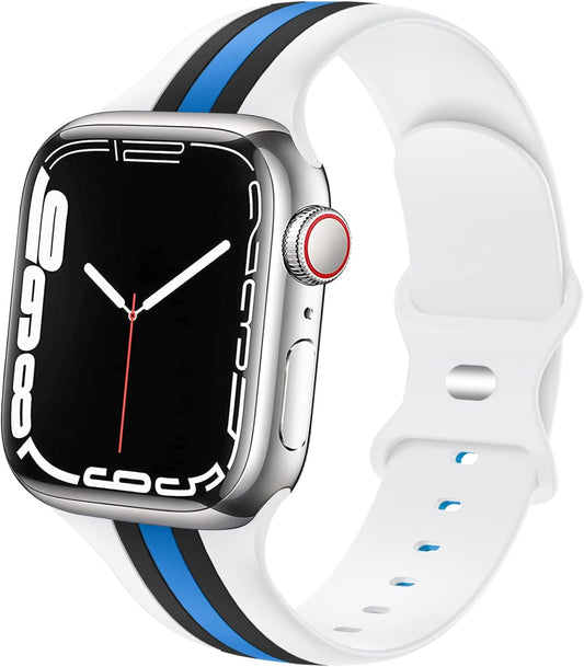 Designer Sport Bands Compatible with Apple Watch Band 38Mm 40Mm 41Mm 42Mm 44Mm 45Mm 49Mm Series 9 8 7 6 5 4 3 2 1 SE Women Men, Breathable Soft Silicone Strap Replacement Wristbands for Iwatch Bands
