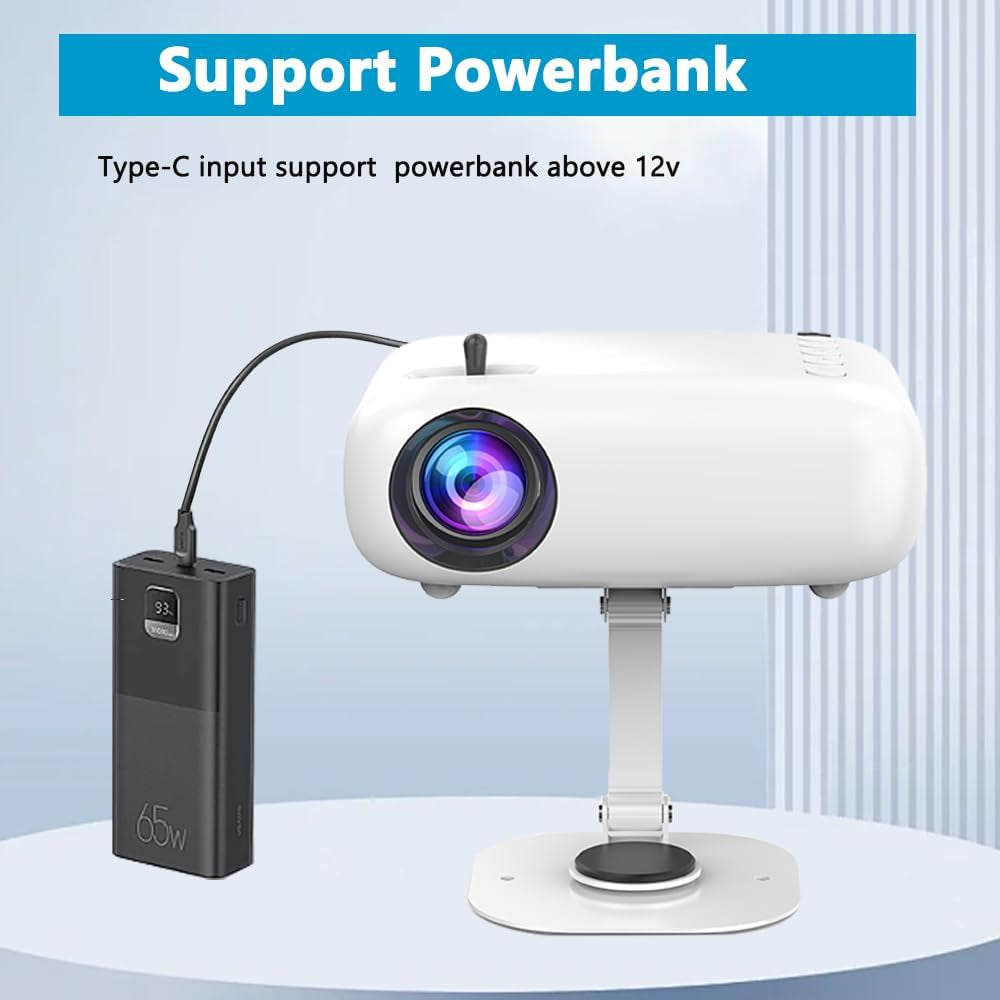 Mini Projector,  HD Projector Powerbanks Powered , 10000 Lumens Portable Projector with Tripod for Outdoor Travel Theater,Compatible with Android/Ios/Windows/Tv Stick/Hdmi/Usb