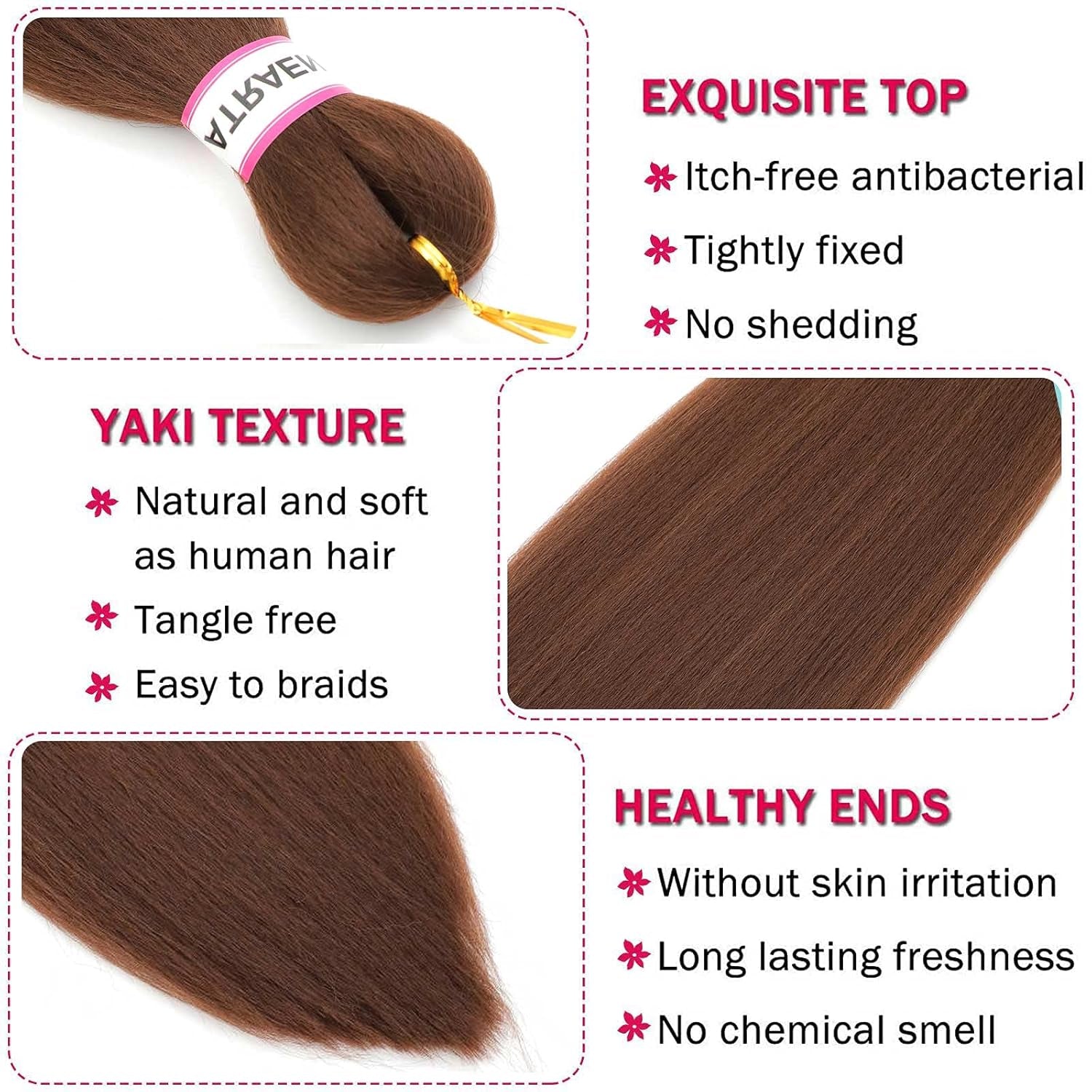 Pre Stretched Braiding Hair 18 Inch 8 Packs Dark Brown Braiding Hair Long Prestretched Braiding Hair 30# Yaki Texture