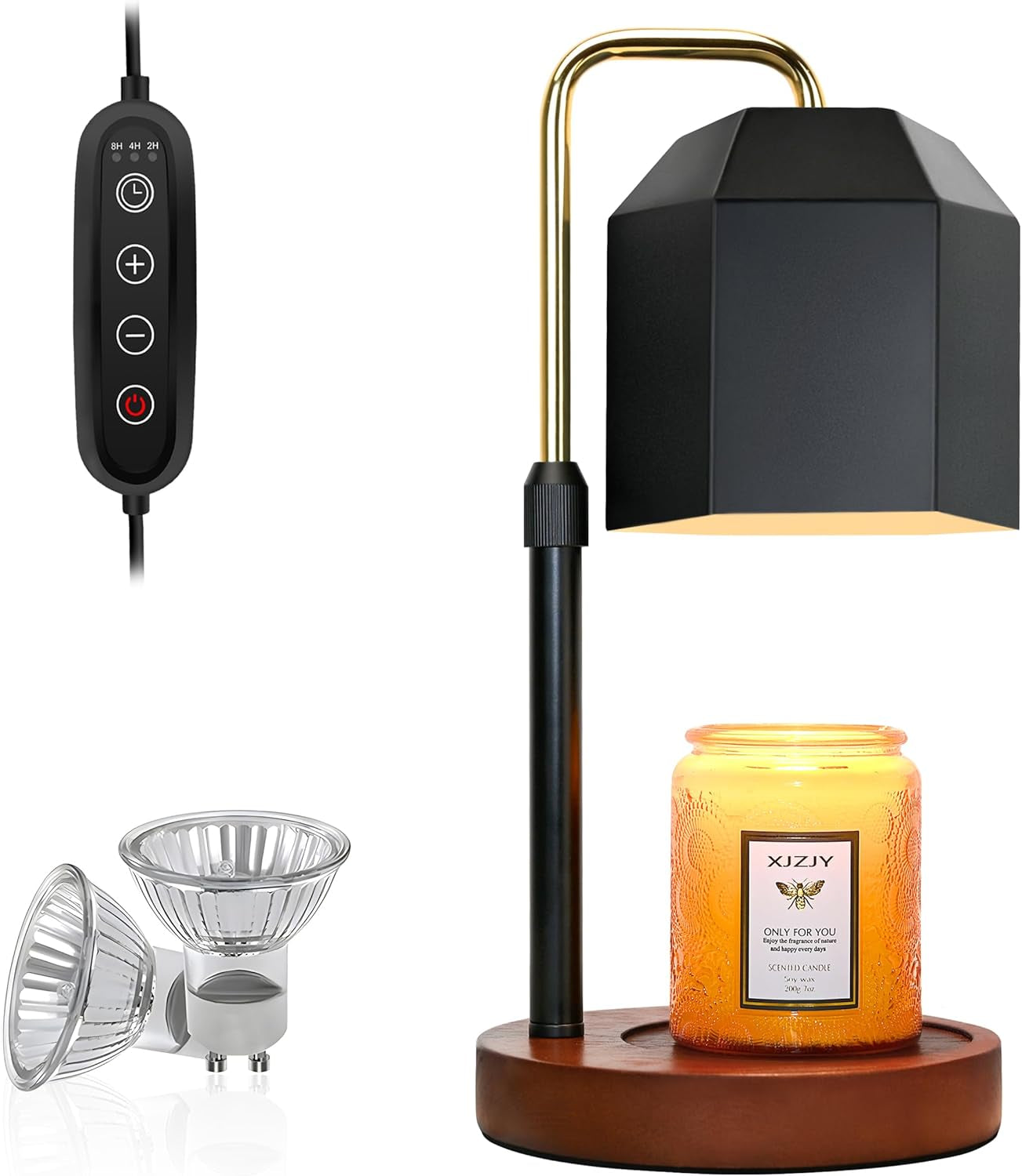 Candle Warmer Lamp with Timer Dimmer,Adjustable Height Candle Warmer, Candle Lamp for Scented Wax Jar Candles,Mothers Day Gifts for Women,House Warming Gifts for New Home Bedroom Decor,Black