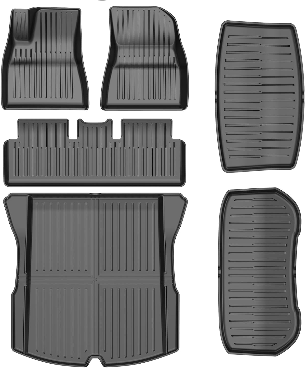 2024 New Version Tesla Model 3 Highland Floor Mats Custom Fit All Weather TPE Cargo Liner Cargo Trunk Accessories,Compatible 2021 2022 Tesla Model 3 (2024 Model 3 Full Floor Mat Kit Set of 6)