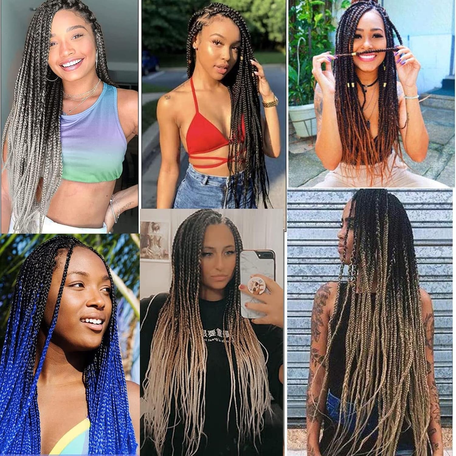 Braiding Hair Pre Stretched - 26 Inch Pre Stretched Braiding Hair 8 Packs Ombre Braiding Hair for Black Women (1B+Lavender Purple/Sky Blue/Pink)