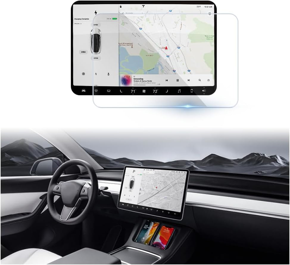 Car Screen Protector - HD Tempered Glass Screen Protecter Compatible with Tesla Model 3 & Tesla Model Y Accessories 2023-15"Anti Glare Screen Protector