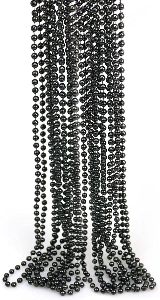 12Pc 33" Black Beads Necklace, Multi Colors Carnival Necklaces for Halloween Party, St. Patrick'S Day Costume Necklace