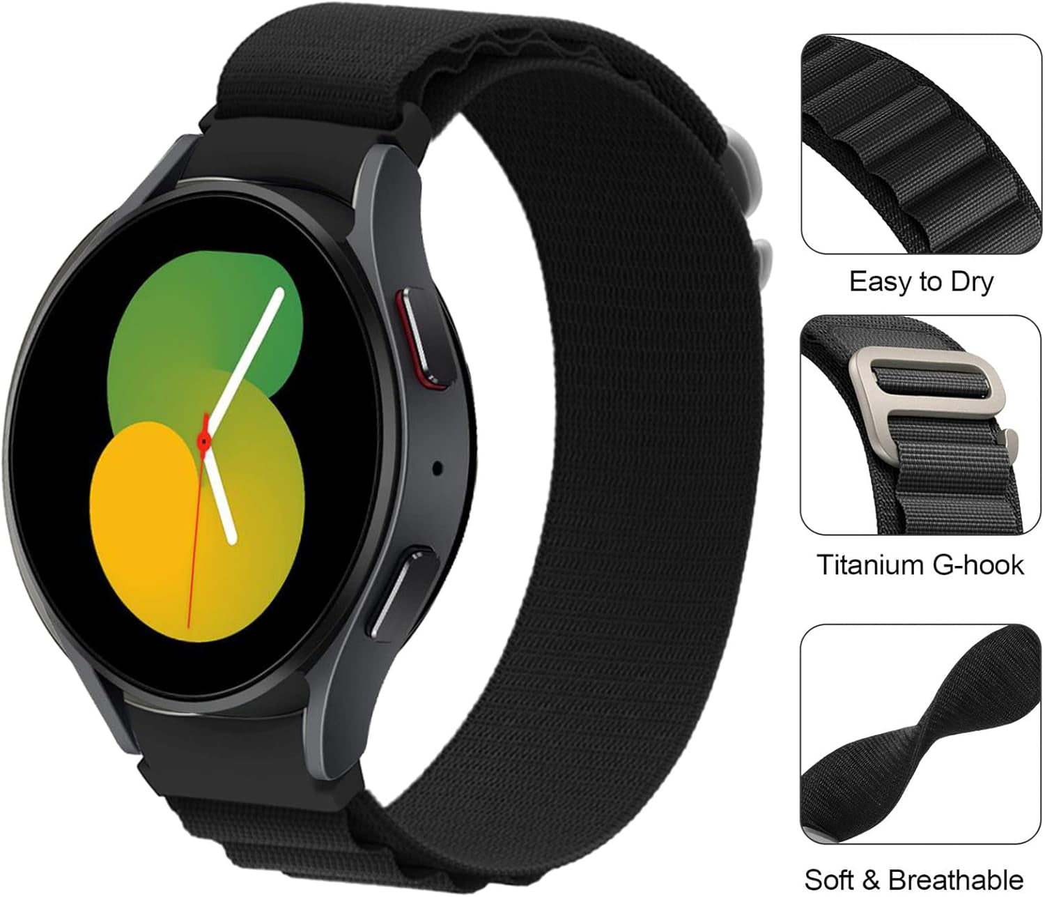 Nylon Bands for Samsung Galaxy Watch7/6/5/4/Fe Band 40Mm 44Mm/Watch 6 Classic 47Mm 43Mm/Watch 4 Classic 46Mm 42Mm Women/Men,Rugged Alpine/Trail Loop Strap for Samsung Watch 5 Pro 45Mm Wristband