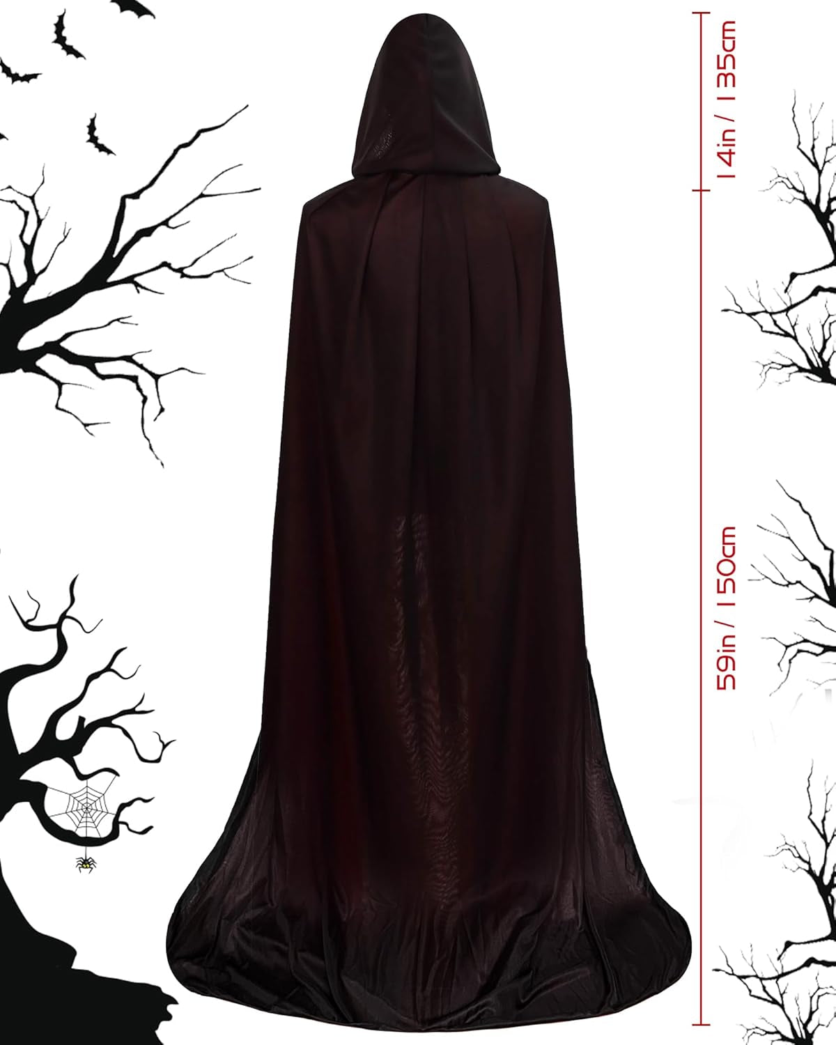 Hooded Cloak Long Cape for Adult Christmas Halloween Costumes Dress Up