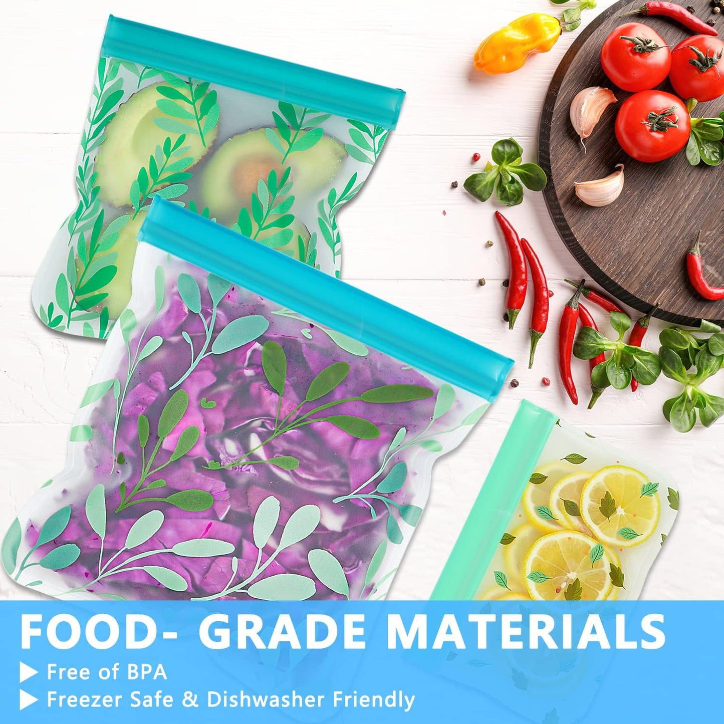 10 Pack Dishwasher Safe Reusable Bags Silicone, Leak Proof Reusable Freezer Bags for Food Storage Home Organization Traval & Make-Up BPA FREE for Food Storage Home BPA FREE for Salad Fruit