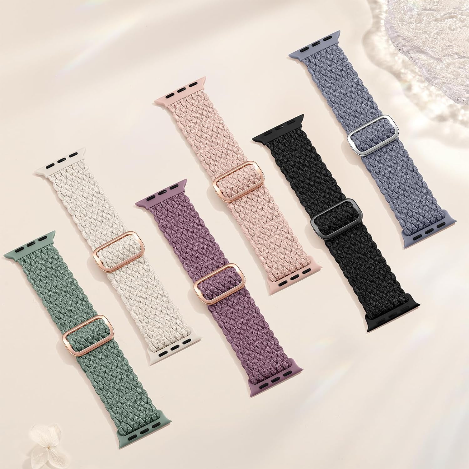 Braided Stretchy Bands Compatible with Apple Watch Band 38Mm 40Mm 41Mm 42Mm 44Mm 45Mm 49Mm Women Men, Adjustable Soft Strap Compatible with Iwatch Series 9 8 7 6 5 4 3 2 1 SE Ultra/Ultra 2