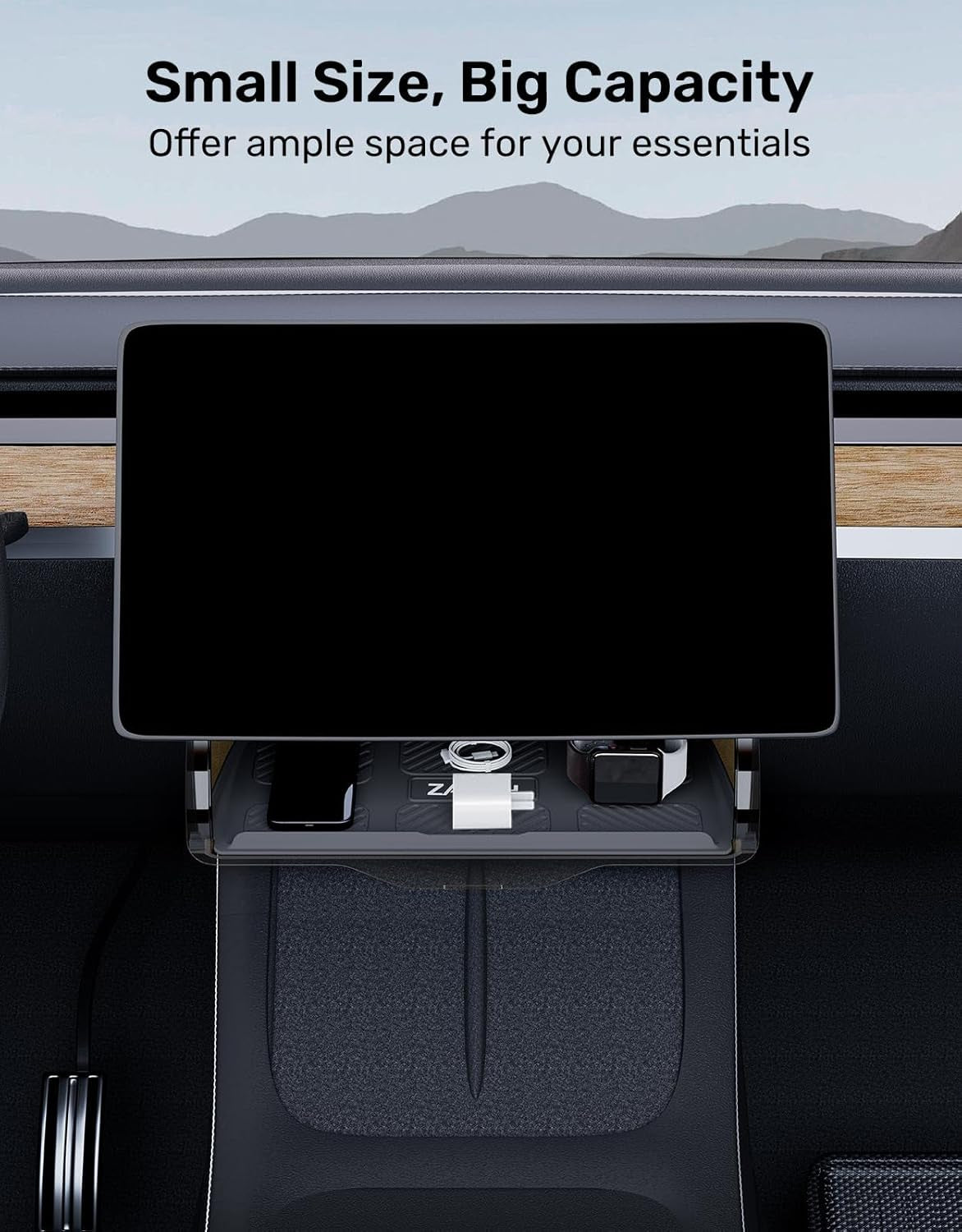 Original under Screen Storage for Tesla Model Y(2020-2024), [Hidden, Simpler Install], Console Organizer Box Designed for Model Y, Must-Have Accessories 2025 Upgraded