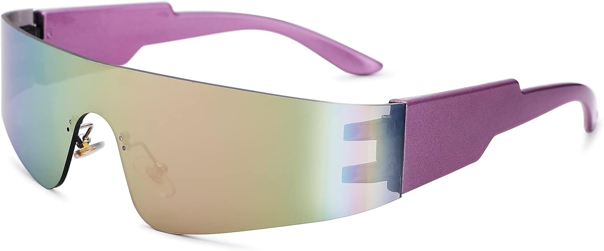 Wrap around Sunglasses for Women Men Trendy Rimless Futuristic Shades Y2K Shield Flat Top Fashion Eyeglasses