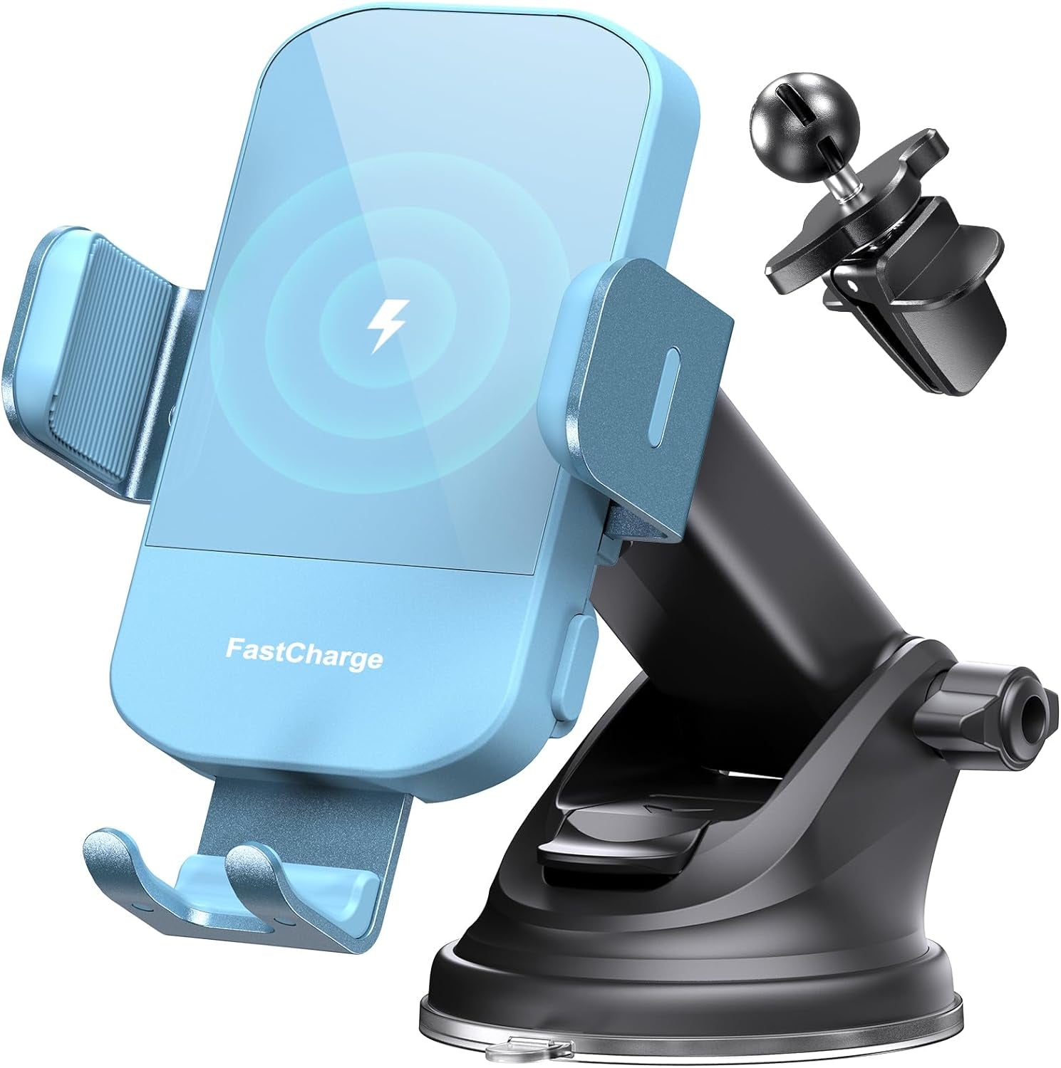 Wireless Car Charger, 15W Fast Charging Auto Clamping Car Charger Phone Mount Phone Holder Fit for Iphone 16 15 14 13 12 Pro Max 11 XR XS, Samsung Galaxy S24 Ultra S23 S22 S21, S20, S10+, Black