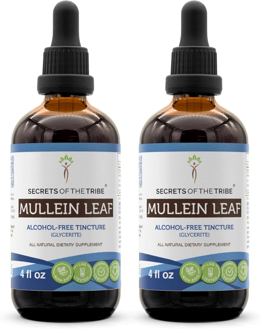 Mullein Leaf Alcohol-Free Liquid Extract, Mullein (Verbascum Densiflorum) Tincture Supplement (2X4 FL OZ) TLBH