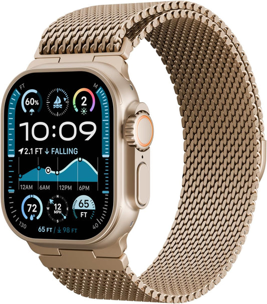Milanese Mesh Loop Compatible with Apple Watch Band Ultra 2/Ultra 49Mm 46Mm 45Mm 44Mm Men, Breathable Replacement Band for Iwatch SE Series 10/9/8/7/6/5/4
