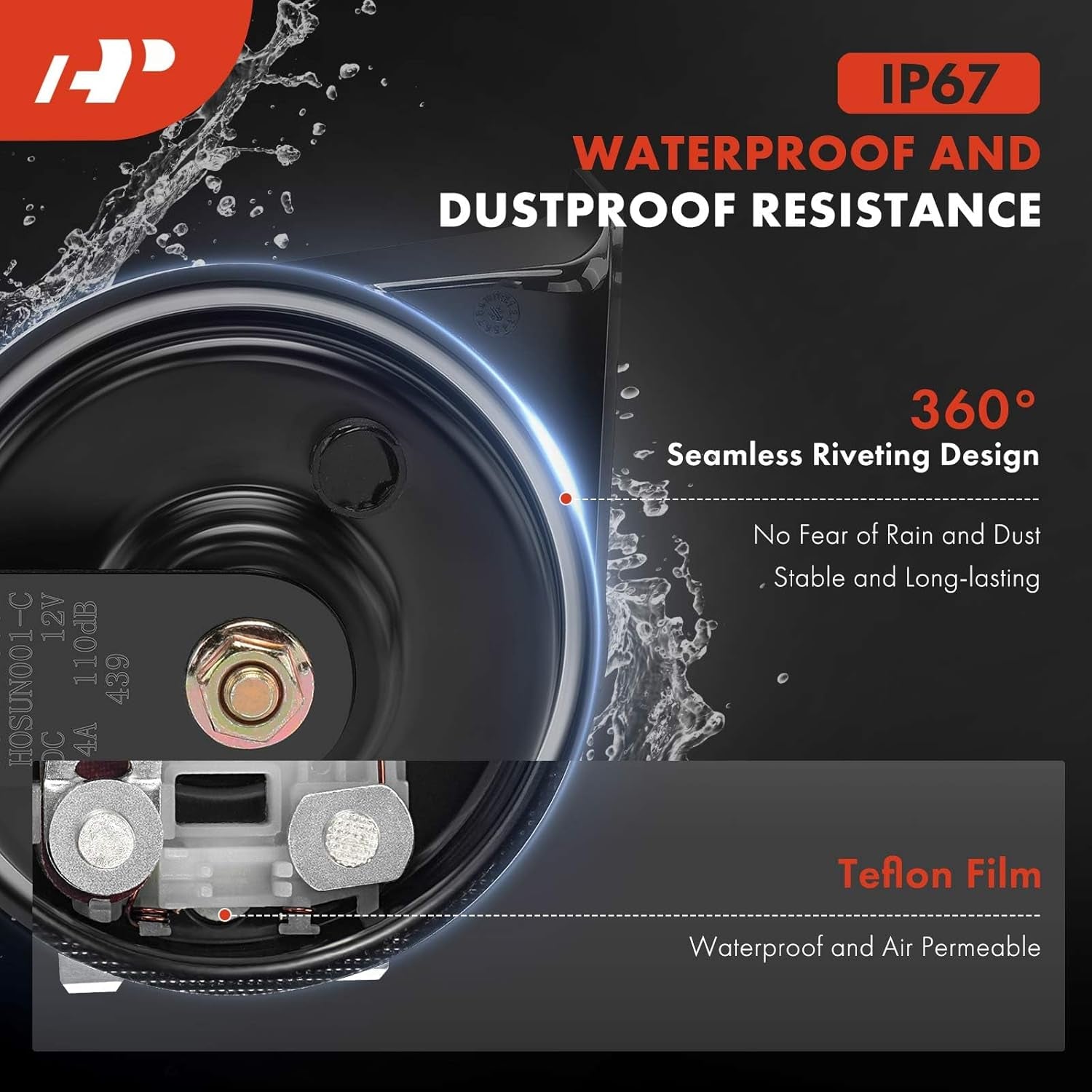 Snail Horn High Universal Electric Horn - 12V 110Db - Compatible with Most Passenger Cars, Commercial/Off-Road Vehicles, Gas Cars, Electric Cars, Motorcycles & Trucks, 80 Mm