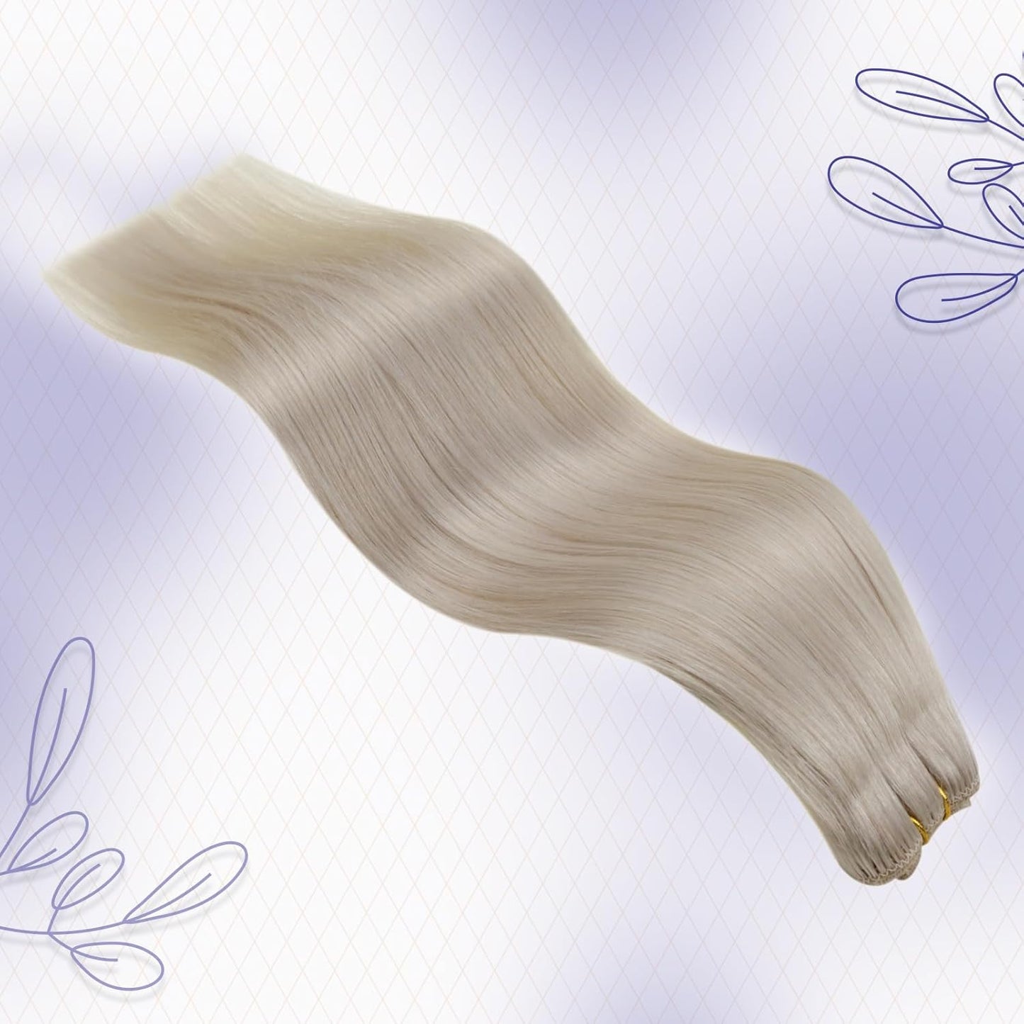 Sew in Hair Extensions Real Human Hair 24 Inch 120G Blonde Weft Hair Extensions Platinum Blonde Hand Tied Human Hair Extensions Sew in Weft Hair Extensions for Women #60