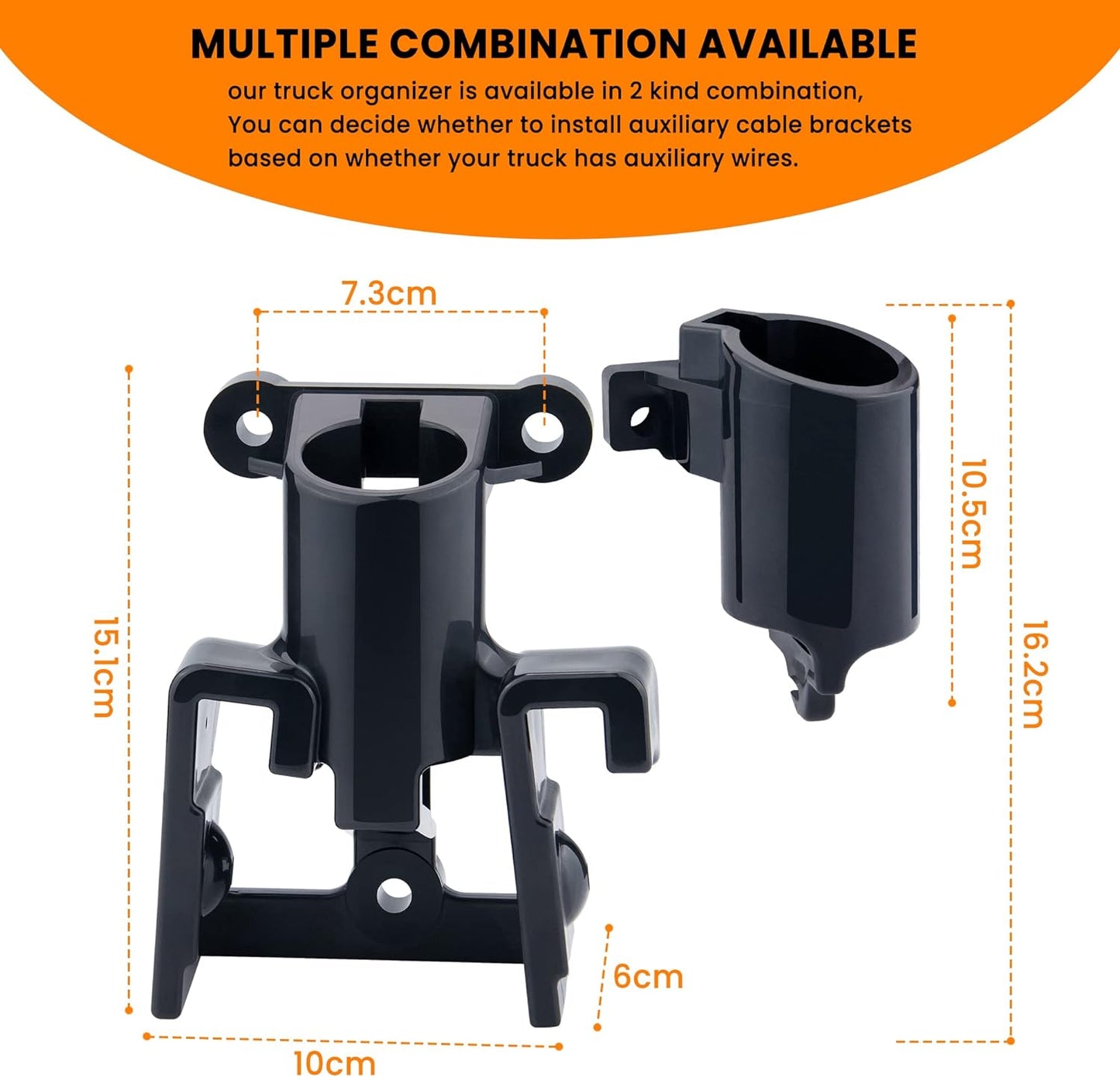 Glad Hand Holder,  2 Plugs and 2 Gladhand Holder for Semi Truck, Air Brake Coiled and Electric Power Cable Organizer Bracket - Black TRUCK DRIVER