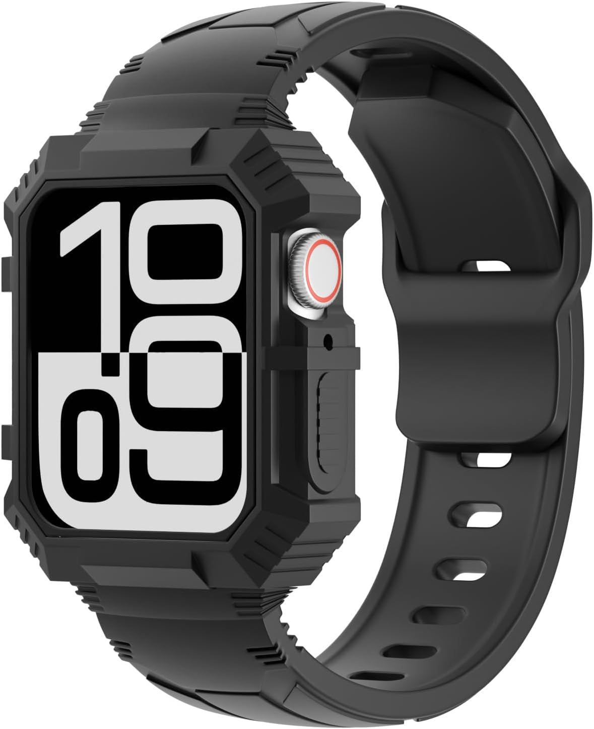 Rugged Silicone Sport Band with Case Compatible with Apple Watch Bands 38Mm 40Mm 41Mm 42Mm 44Mm 45Mm 46Mm, Shockproof Protective Bumper Cover Strap for Iwatch Series 10/9/8/SE/7/6/5/4/3/2/1