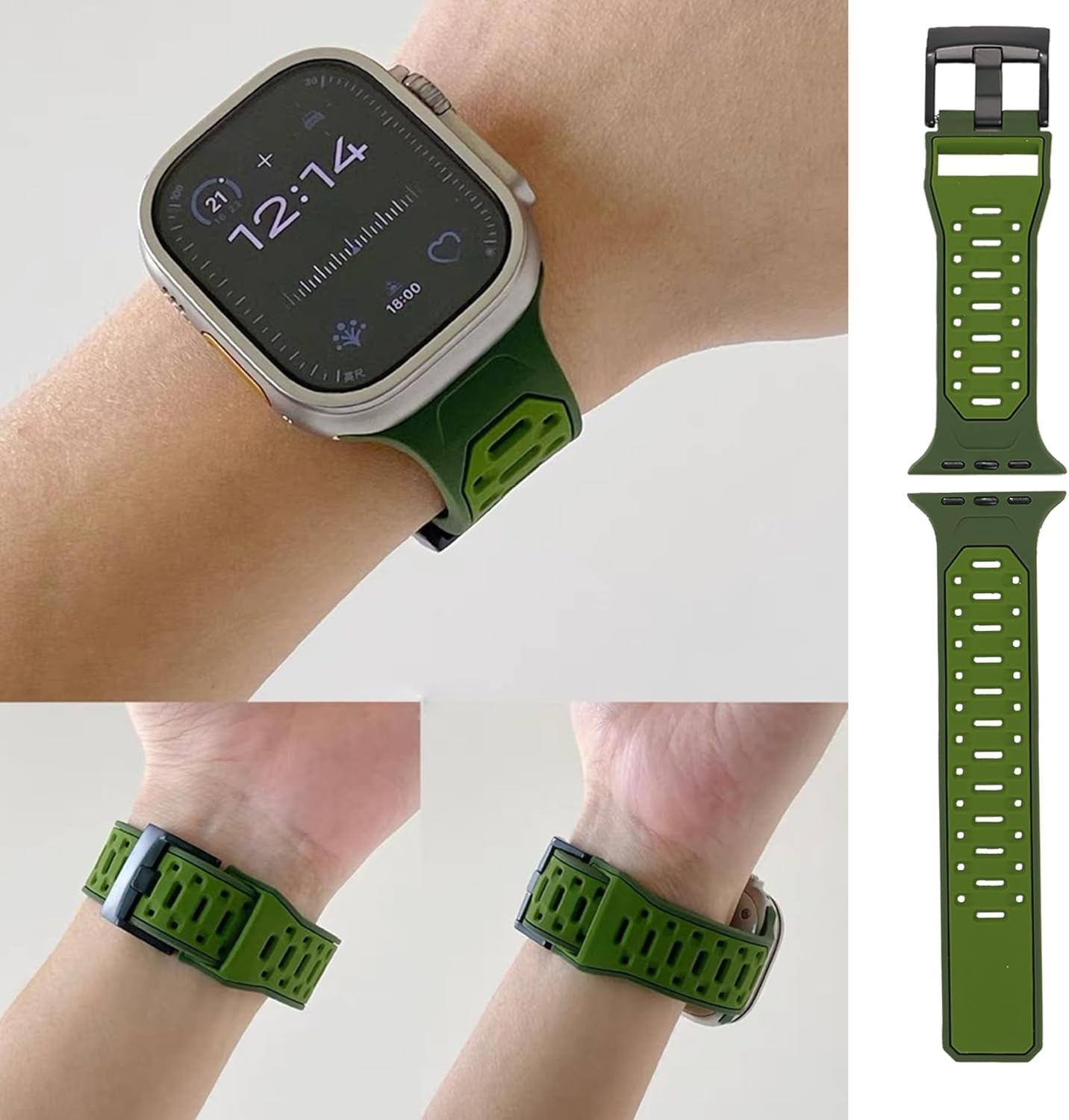 Sport Band Compatible with Apple Watch Band 42Mm 44Mm 45Mm 49Mm for Men,Soft Silicone Breathable Wristband Replacement Strap for Iwatch Ultra 2 SE Series 9 8 7 6 5 4 3 2 1
