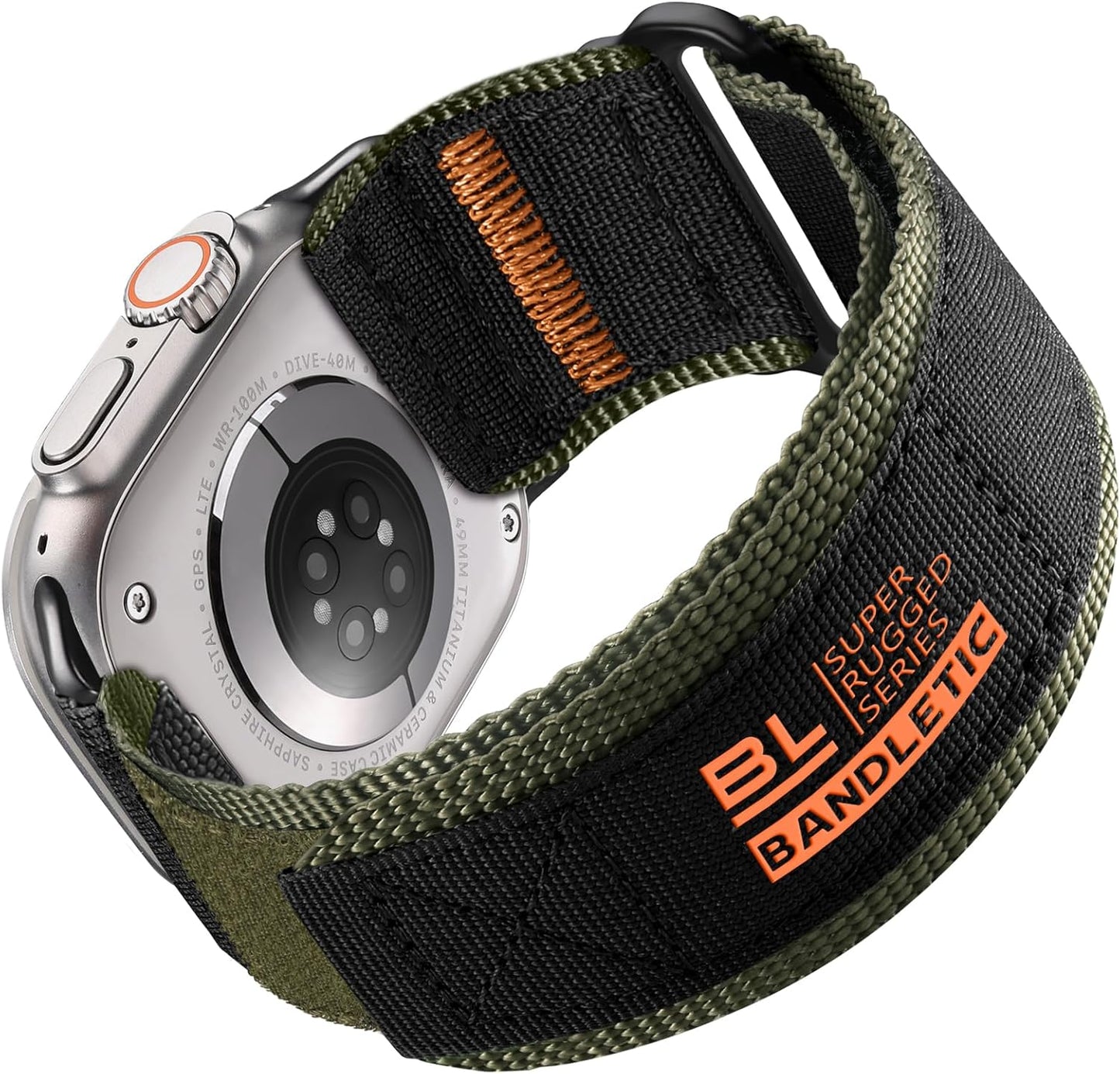 Rugged Nylon Compatible with Apple Watch Bands for Men, Soft Woven Adjustable Tactical Wristbands Strap for Iwatch Ultra 2 49Mm, Series 10 46Mm, 9 8 7 45Mm, SE2 SE 6 5 4 44Mm, 3 2 1 42Mm