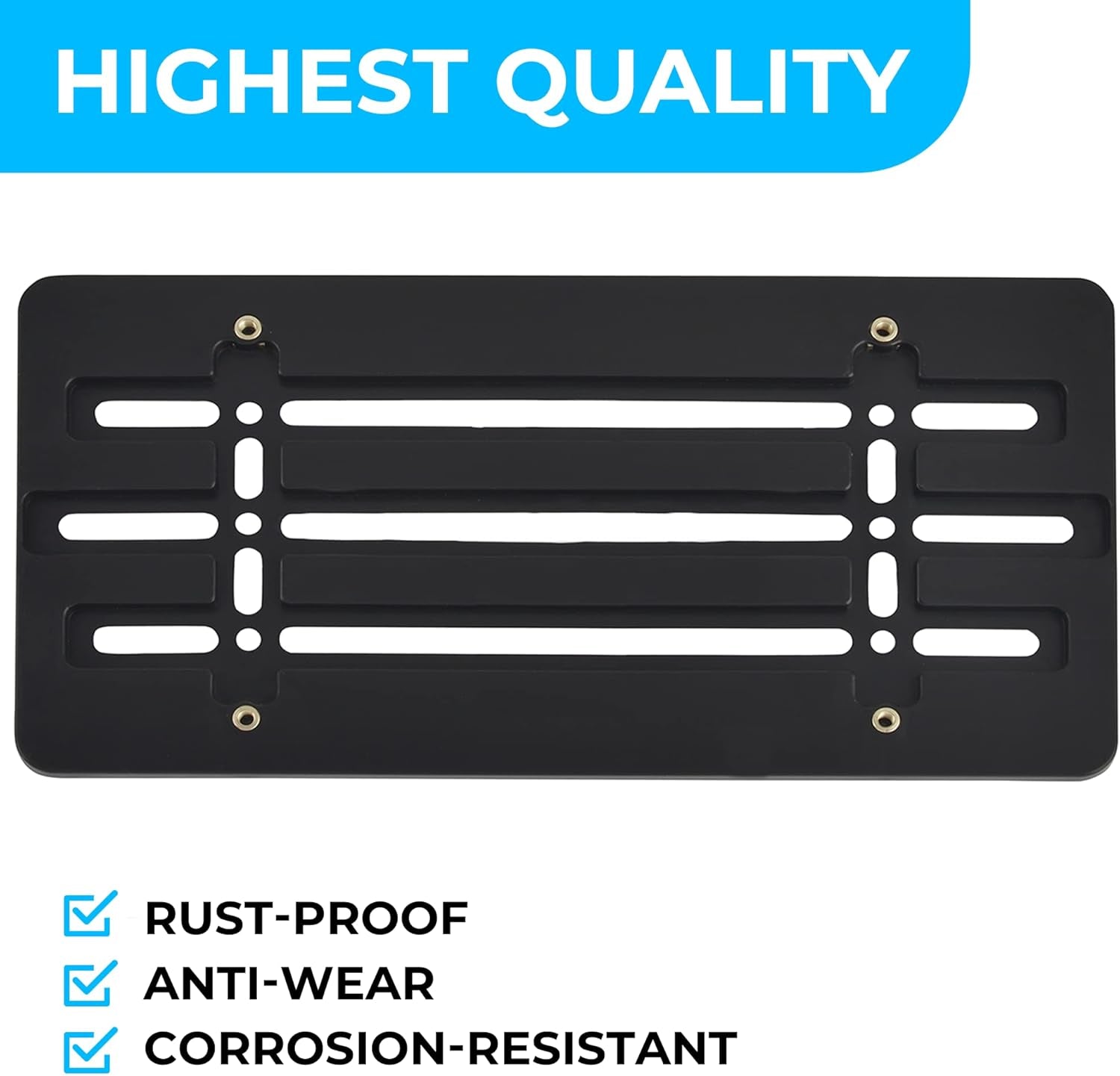 Front Bumper License Plate Bracket for HYUNDAI , Plate Holder Set W 6 Unique Screw Bolts & Wrench Kit, License Tag Mounting Kit, Quality Plate Holders, Premium Car & Truck Accessories