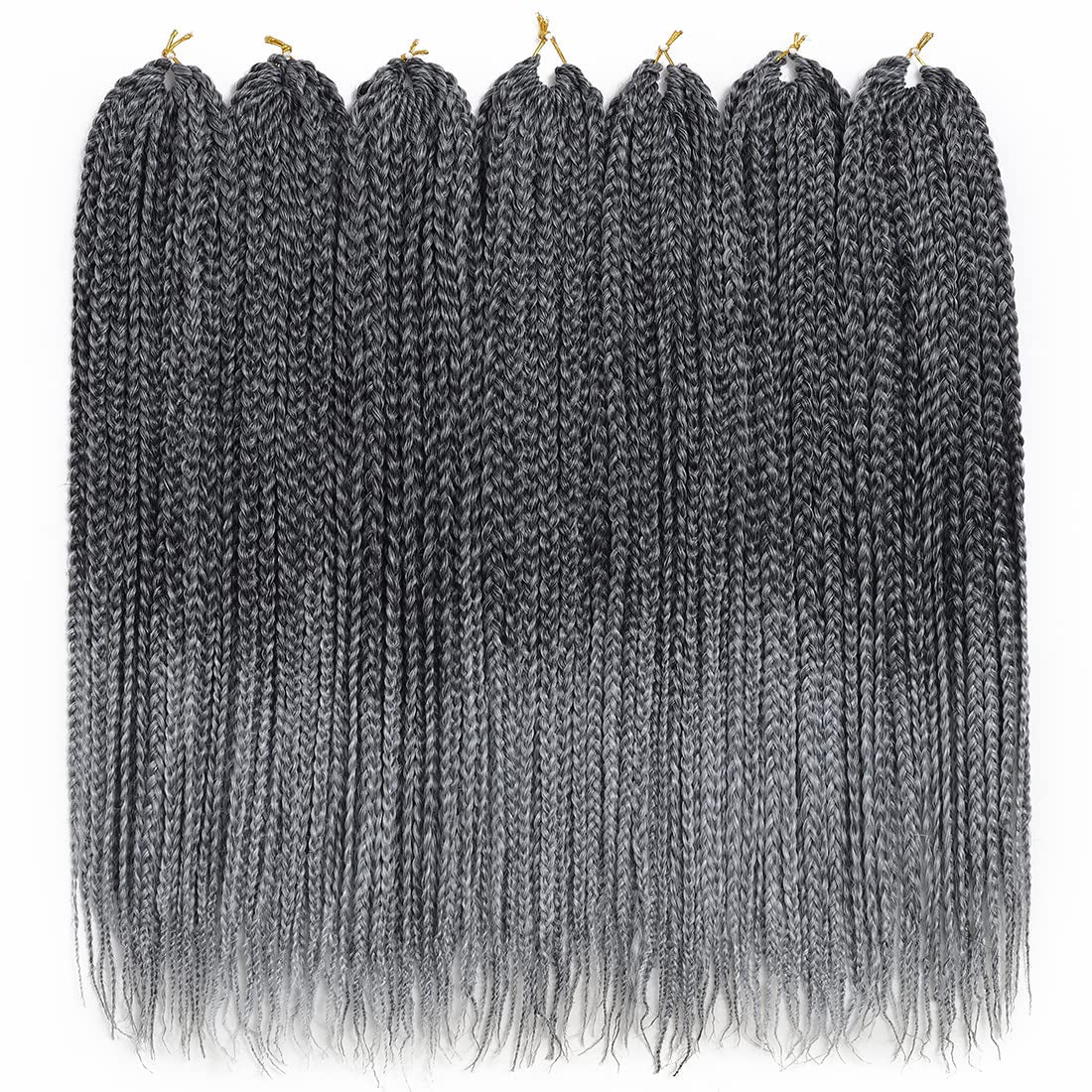 Crochet Box Braids Hair Pre Looped Goddess Box Braids Crochet Braiding Hair 7 Packs Crochet Box Braids 3X Box Braids Crochet Hair (14 Inch, TGRAY)