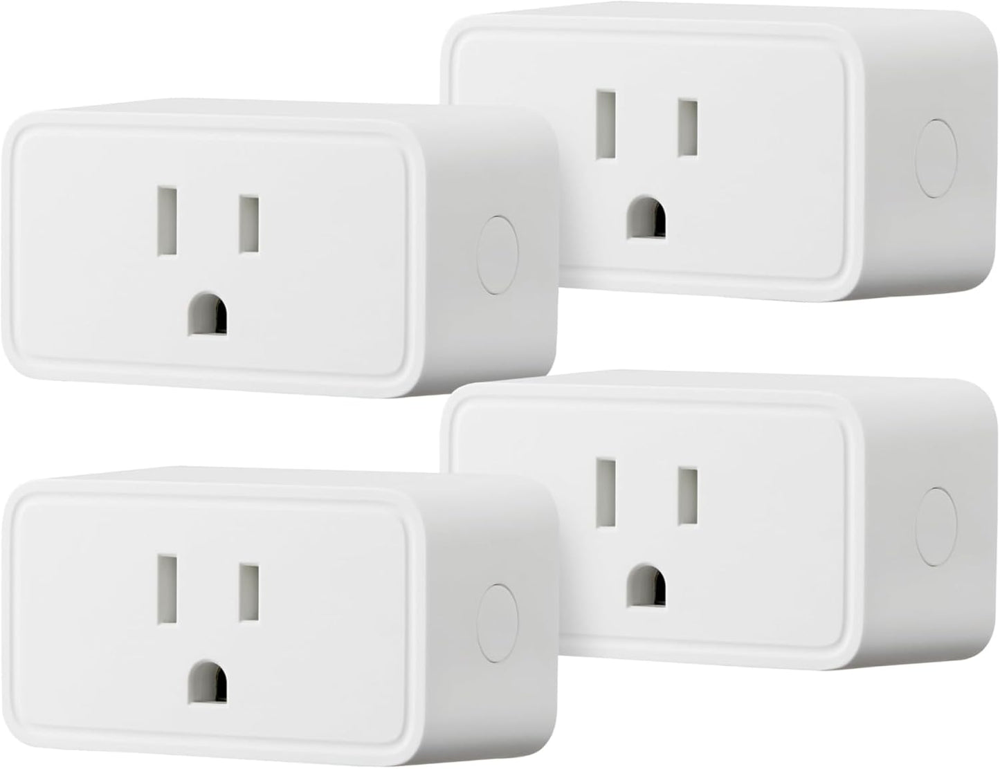Smart Plug, Works with Alexa Only, 2.4 Ghz Wi-Fi, No Hub Required, 4 Pack, White
