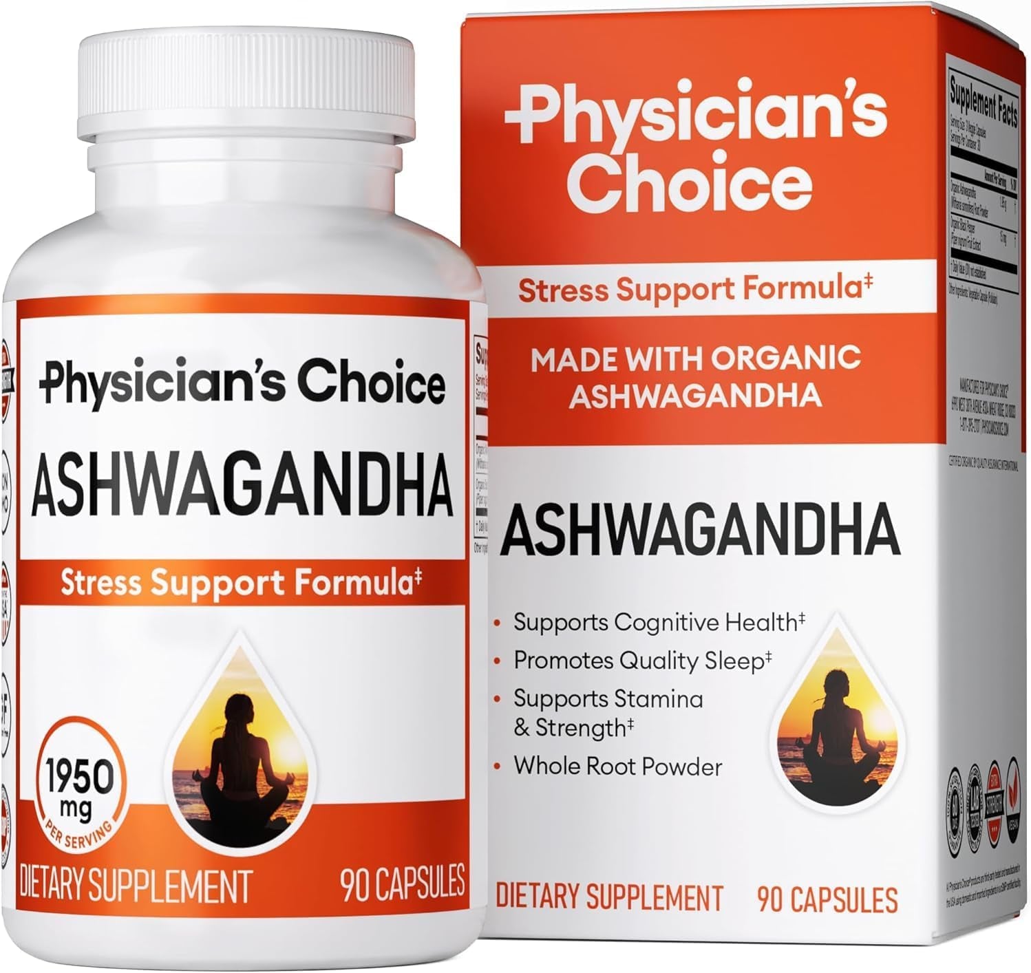 Ashwagandha Supplement - 1950Mg of Bioavailable Organic Ashwagandha Root Powder - Black Pepper Extract, Stress Support, Mood Support Supplement, 90 Veggie Ashwagandha Capsules TLBH