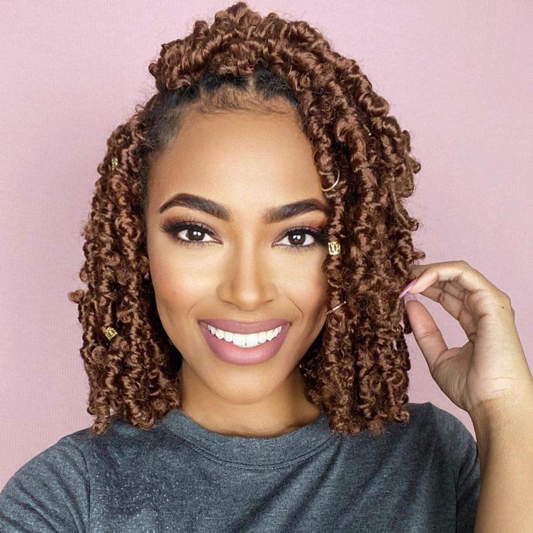 6 Packs Butterfly Locs Crochet Hair 12 Inch Pre Looped Distressed Locs Crochet Braids (30#)