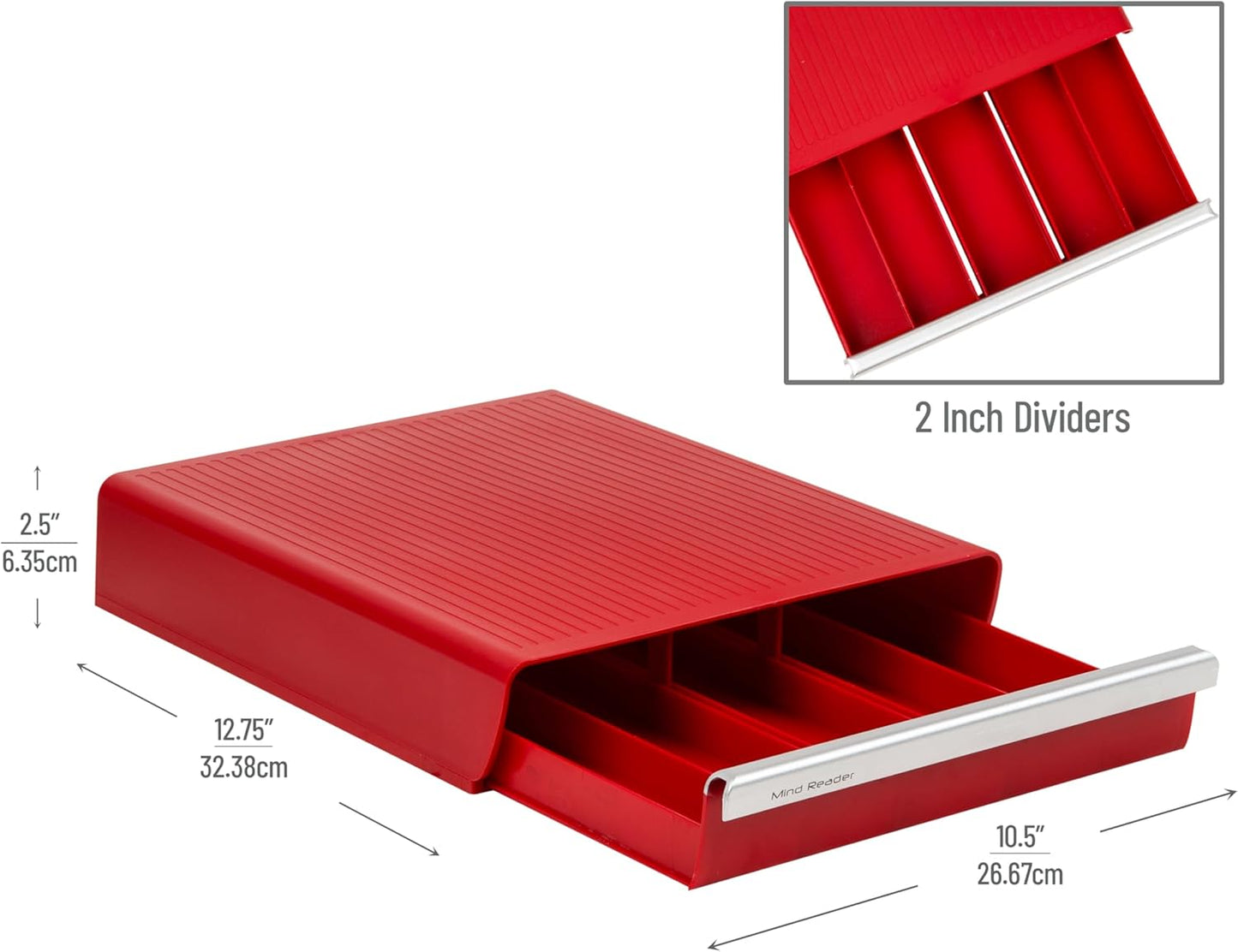 Single Serve Coffee Drawer 30 Pod Capacity, Countertop Organizer, 10.5"L X 12.75"W X 2.5"H, Red