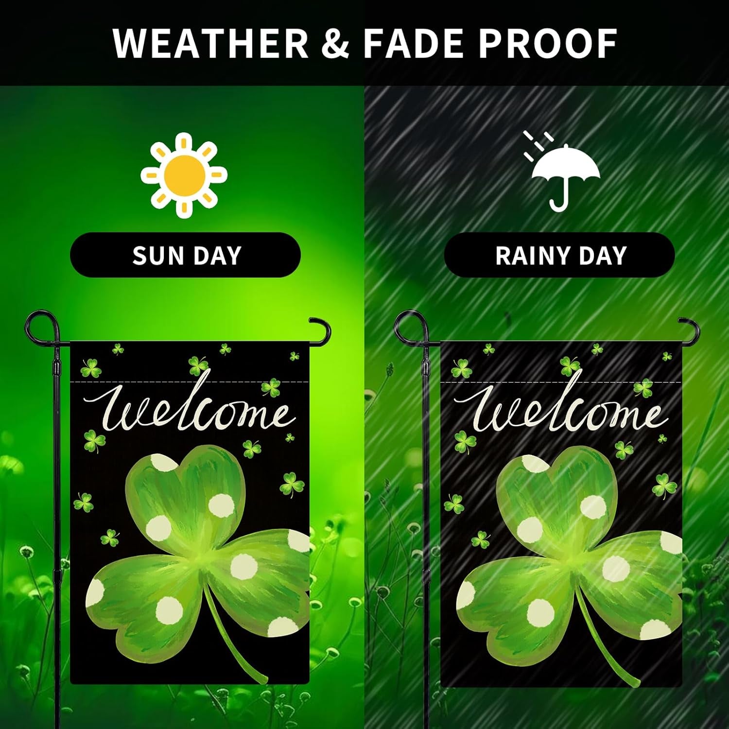 St Patricks Day Garden Flag 12X18 Inch Double Sided Green Shamrock Clover Yard Flag St Patricks Day Seasonal Holiday Outdoor Decoration